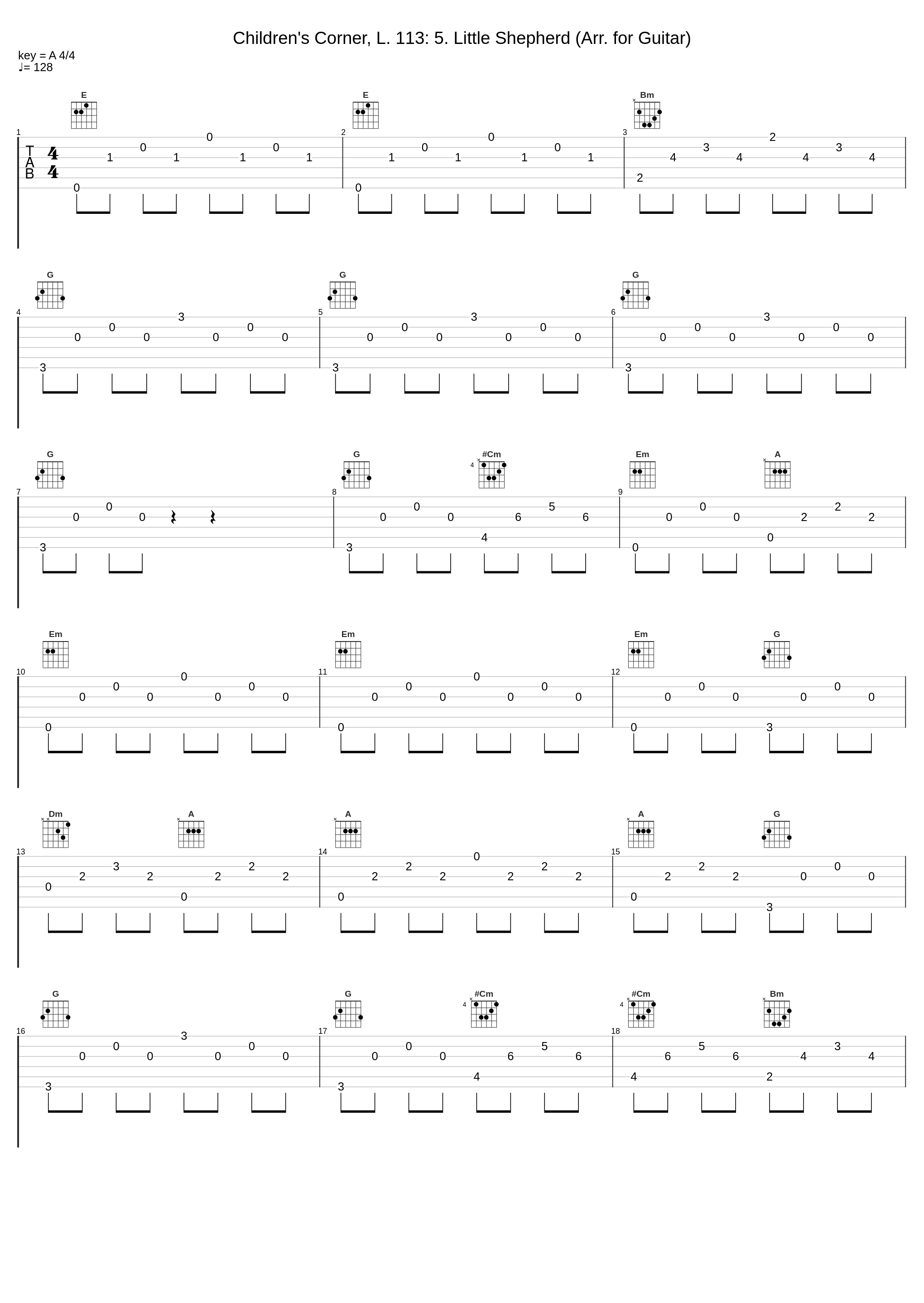 Children's Corner, L. 113: 5. Little Shepherd (Arr. for Guitar)_Matt Larsson_1