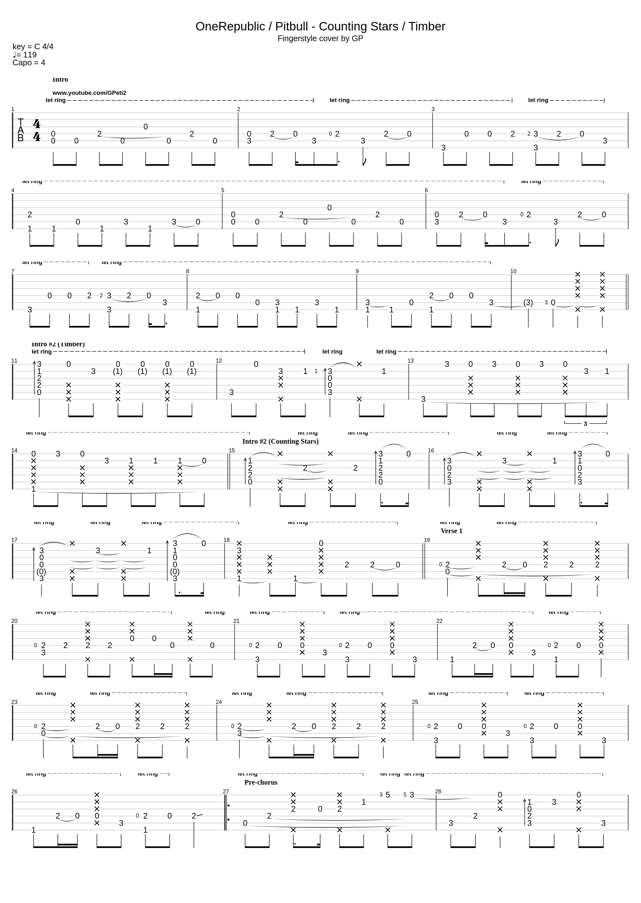 Counting Stars / Timber (Fingerstyle Cover By Gp)_Onerepublic_1