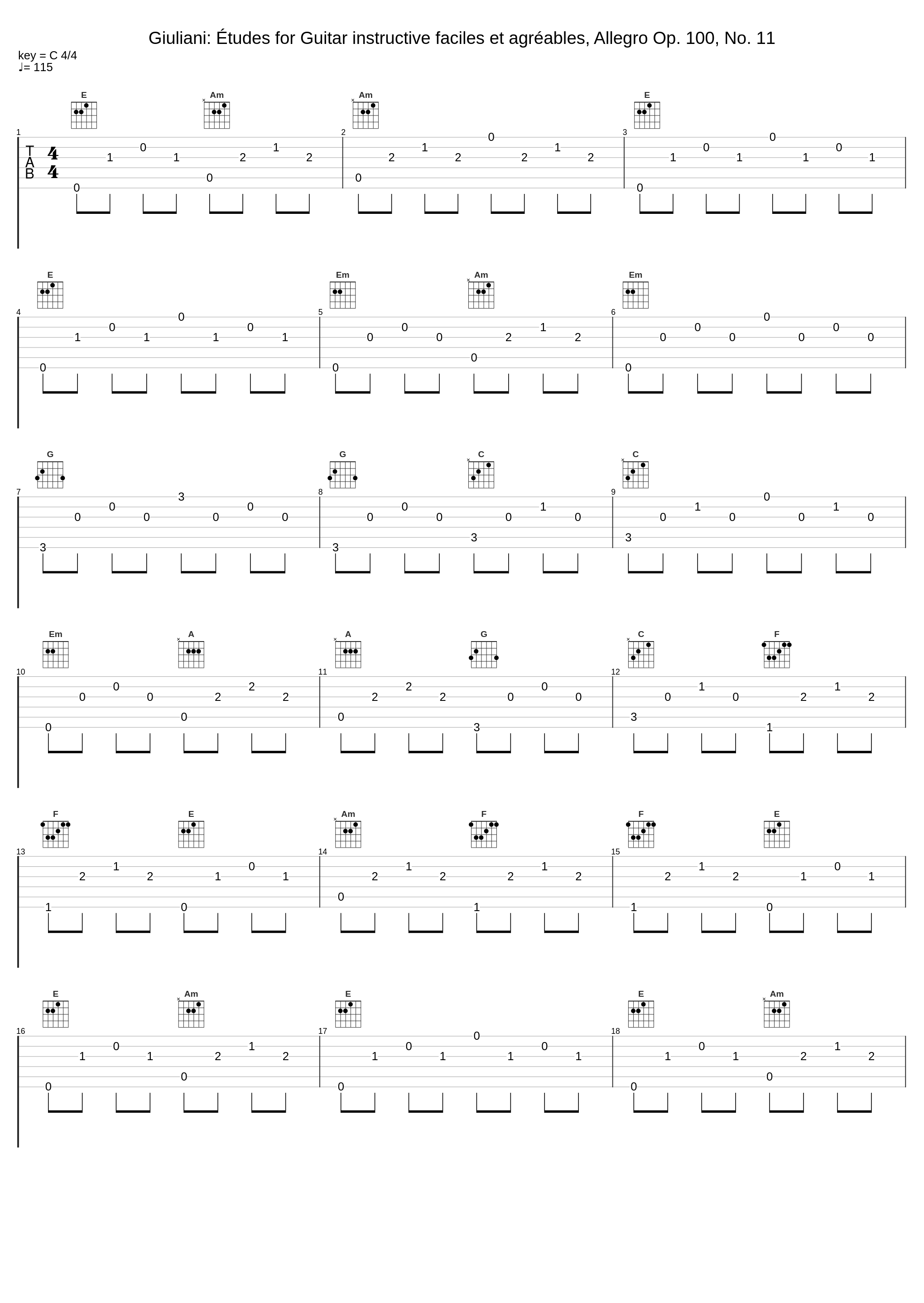 Giuliani: Études for Guitar instructive faciles et agréables, Allegro Op. 100, No. 11_Elena Càsoli_1