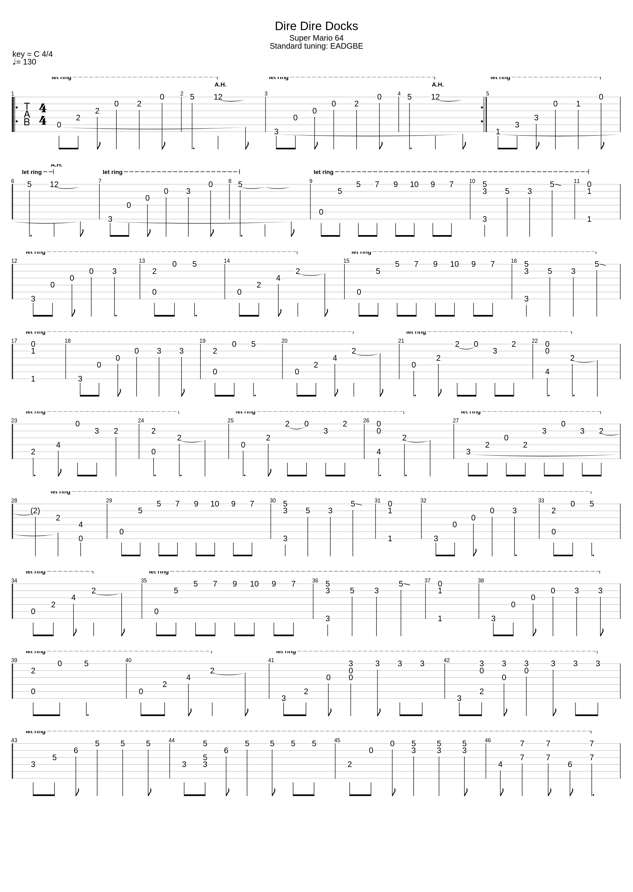 Dire Dire Docks (fingerstyle)_Koji Kondo_1