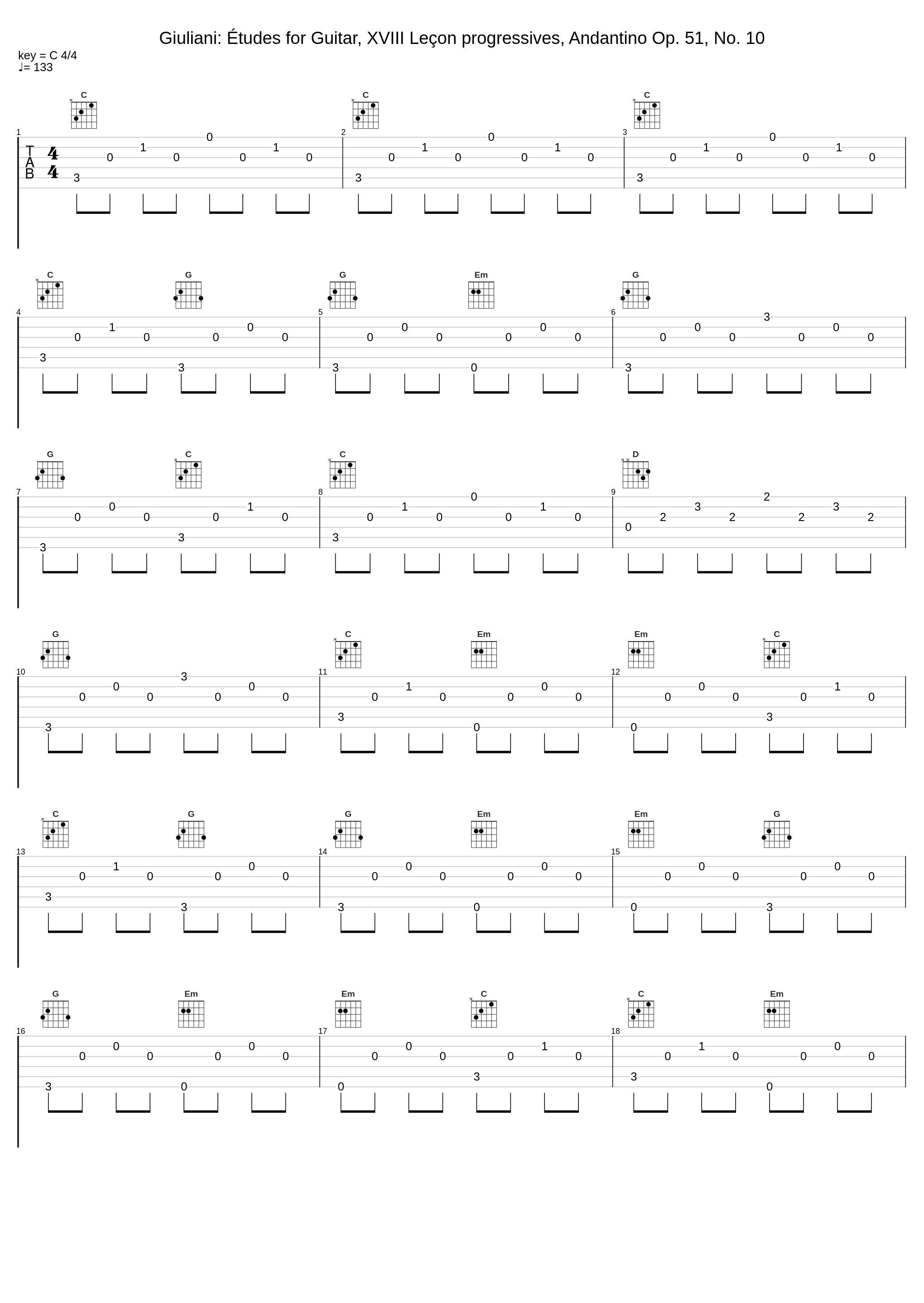Giuliani: Études for Guitar, XVIII Leçon progressives, Andantino Op. 51, No. 10_Elena Càsoli_1