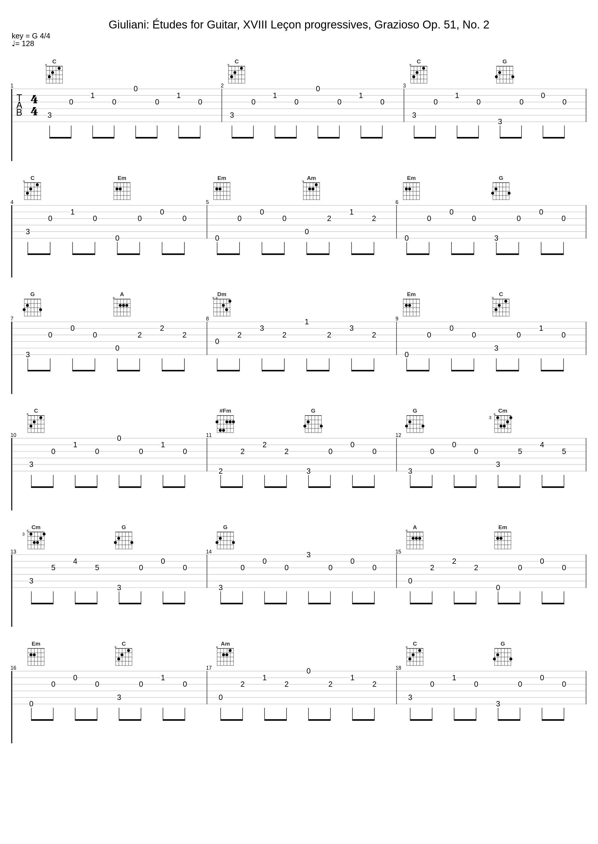 Giuliani: Études for Guitar, XVIII Leçon progressives, Grazioso Op. 51, No. 2_Elena Càsoli_1