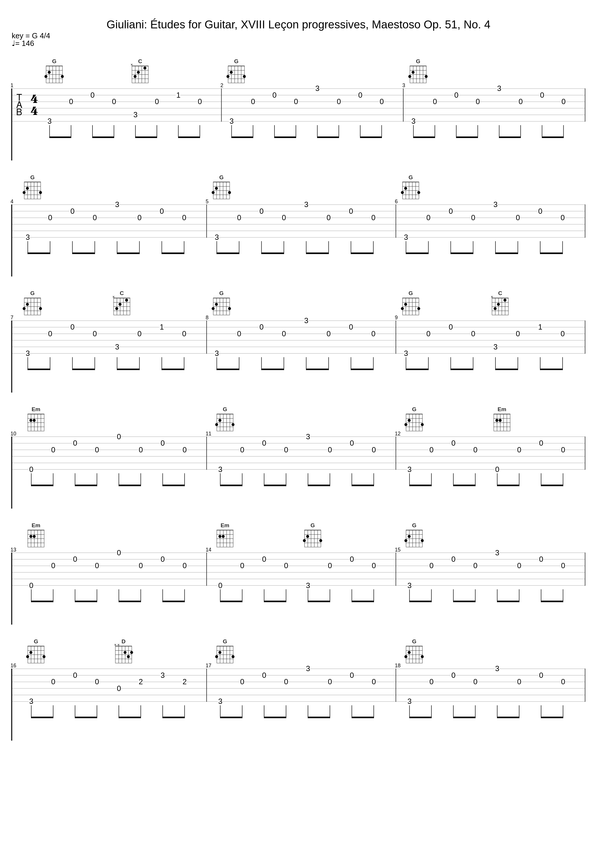 Giuliani: Études for Guitar, XVIII Leçon progressives, Maestoso Op. 51, No. 4_Elena Càsoli_1