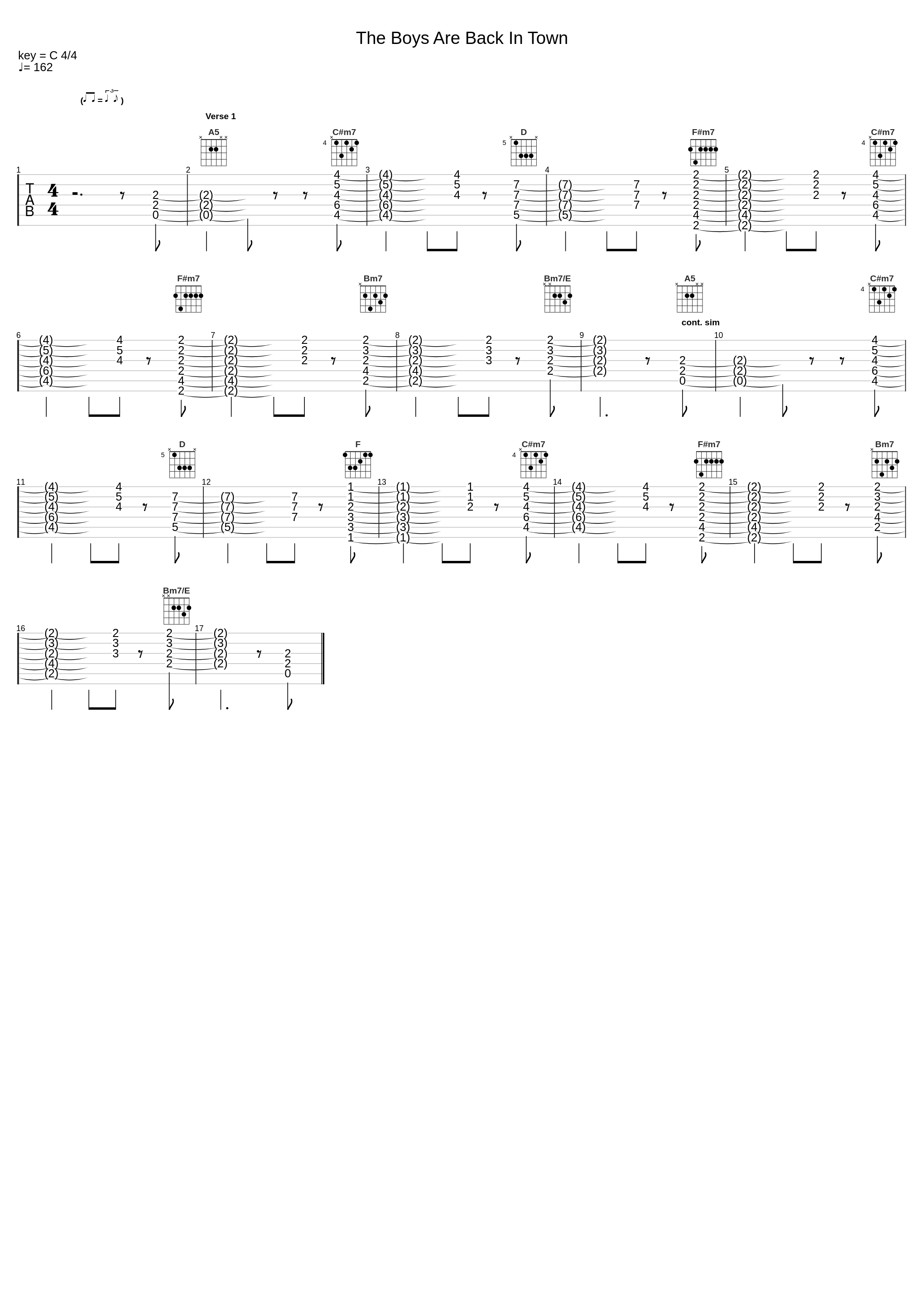 Grade 4: The Boys Are Back In Town - Verse Chords_Bass & Guitar Lessons_1