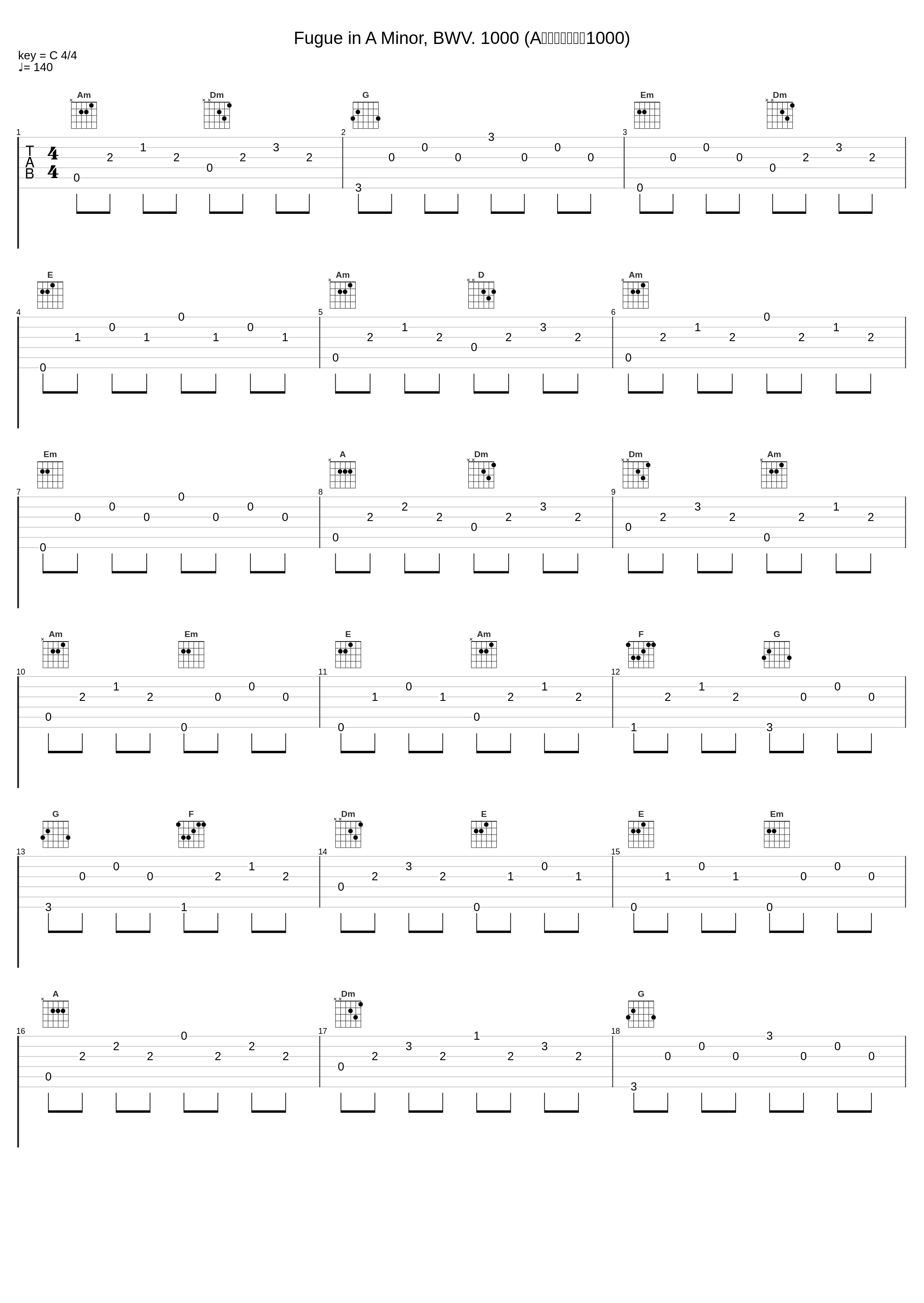 Fugue in A Minor, BWV. 1000 (A小调赋格，作品1000)_Klaus Jäckle_1