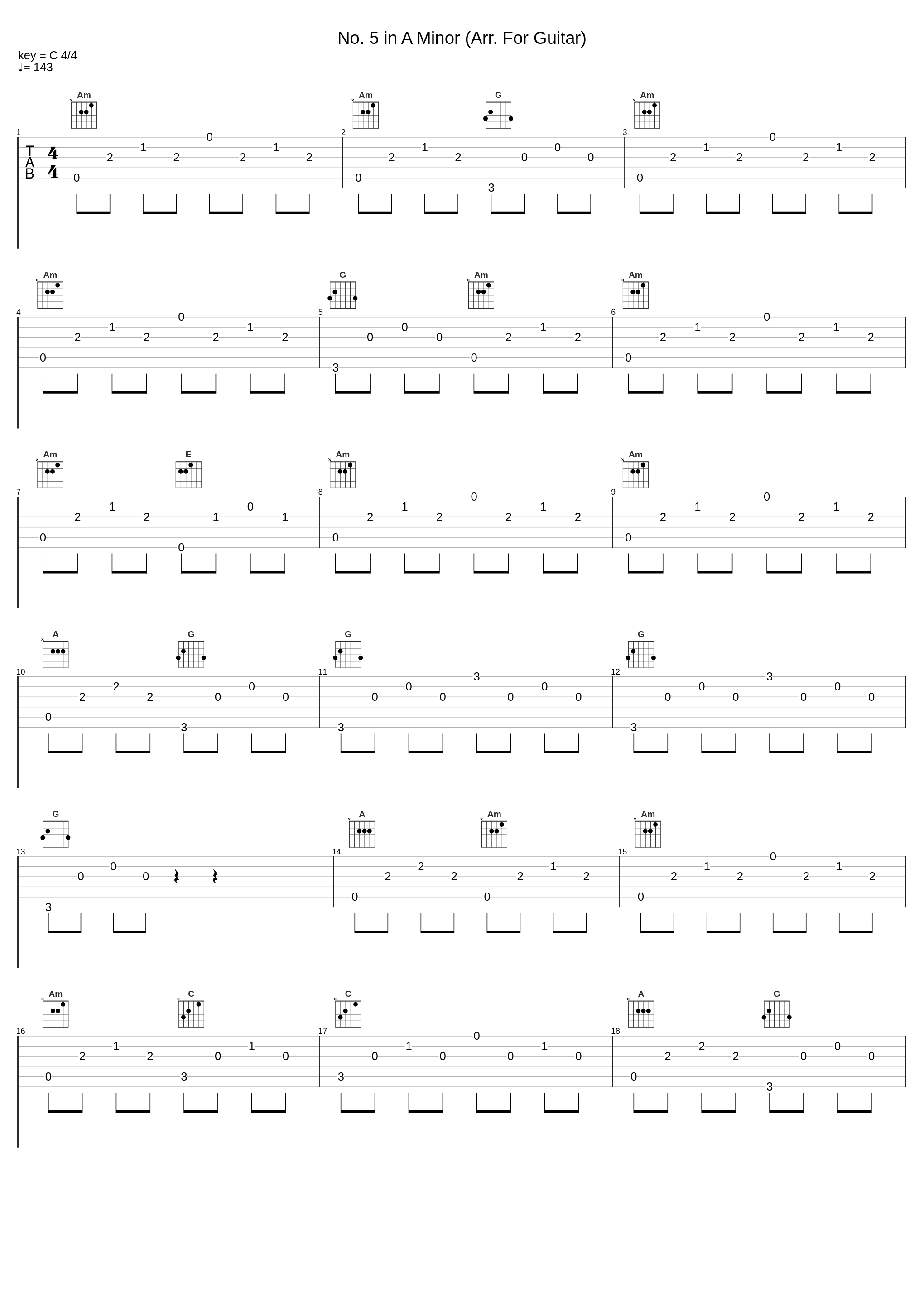 No. 5 in A Minor (Arr. For Guitar)_Marco Tamayo,Niccolò Paganini_1