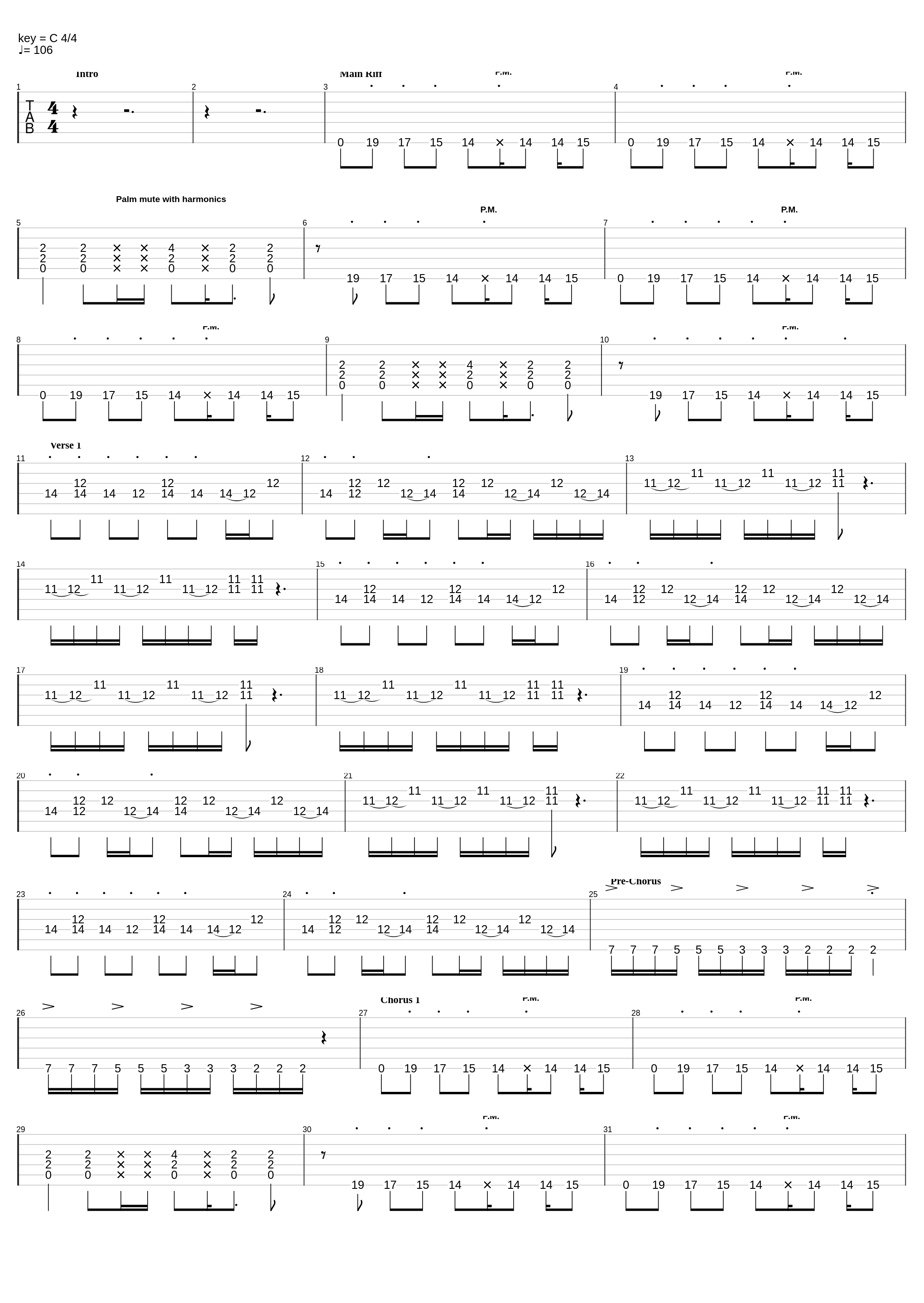 Paralyzer (D Tuning)_Finger Eleven_1