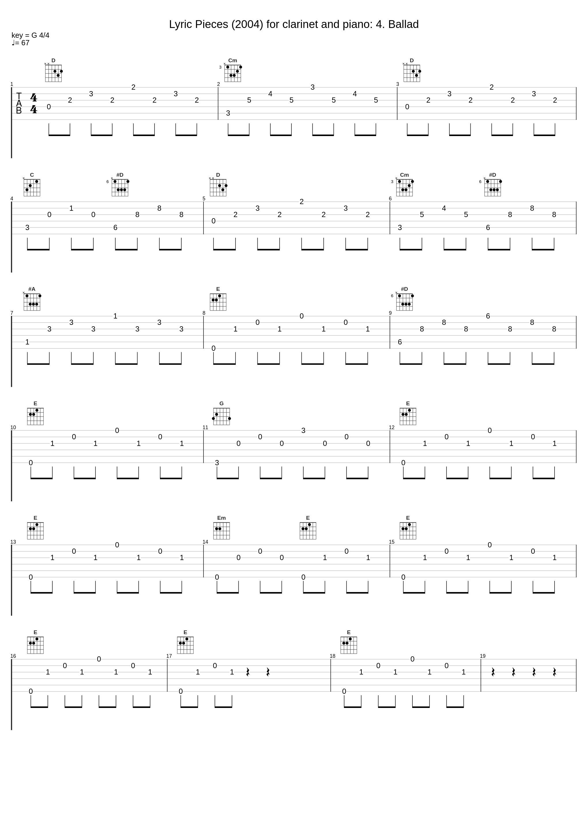 Lyric Pieces (2004) for clarinet and piano: 4. Ballad_Carson Cooman_1