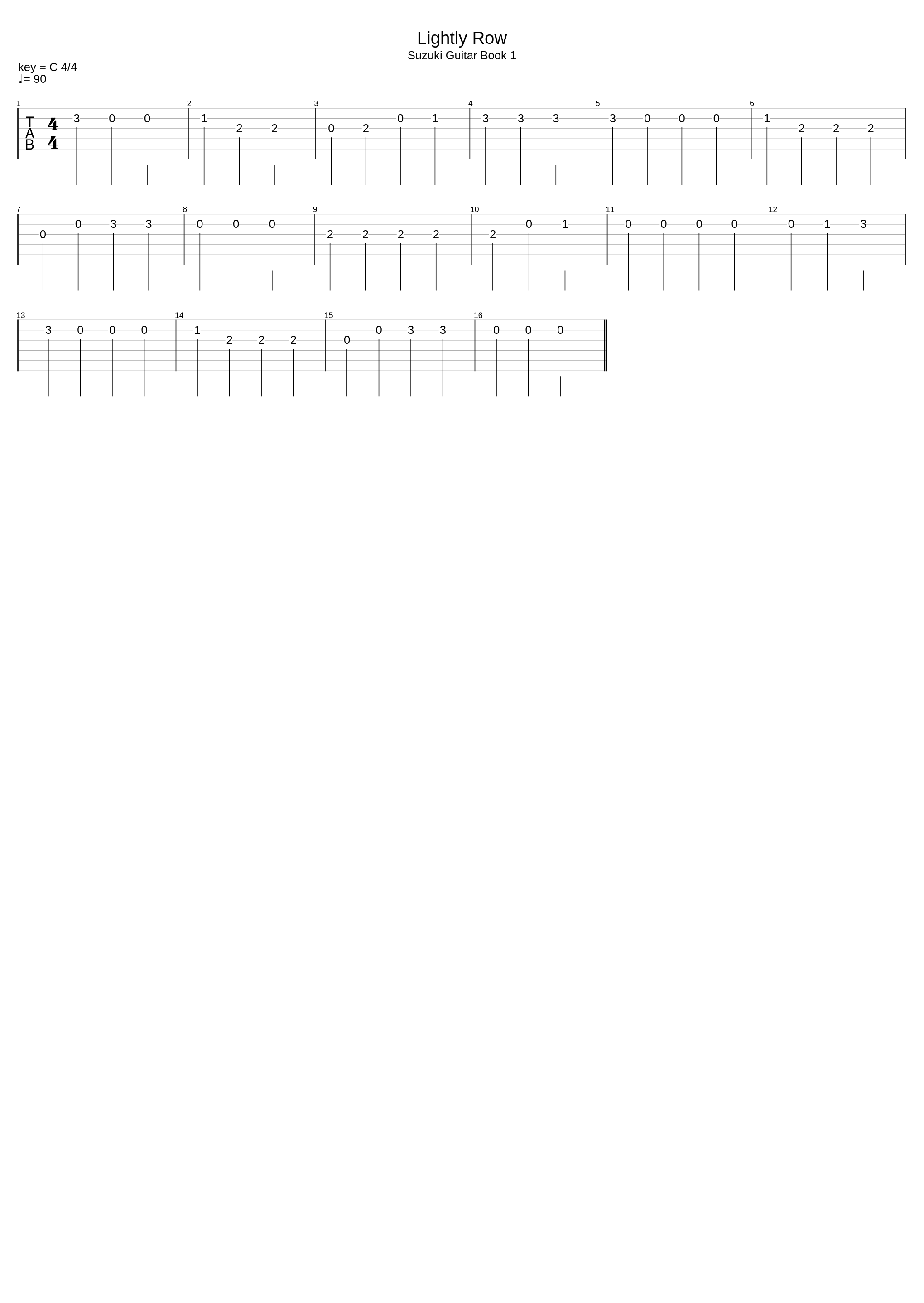Lightly Row_Suzuki Guitar Book 1_1