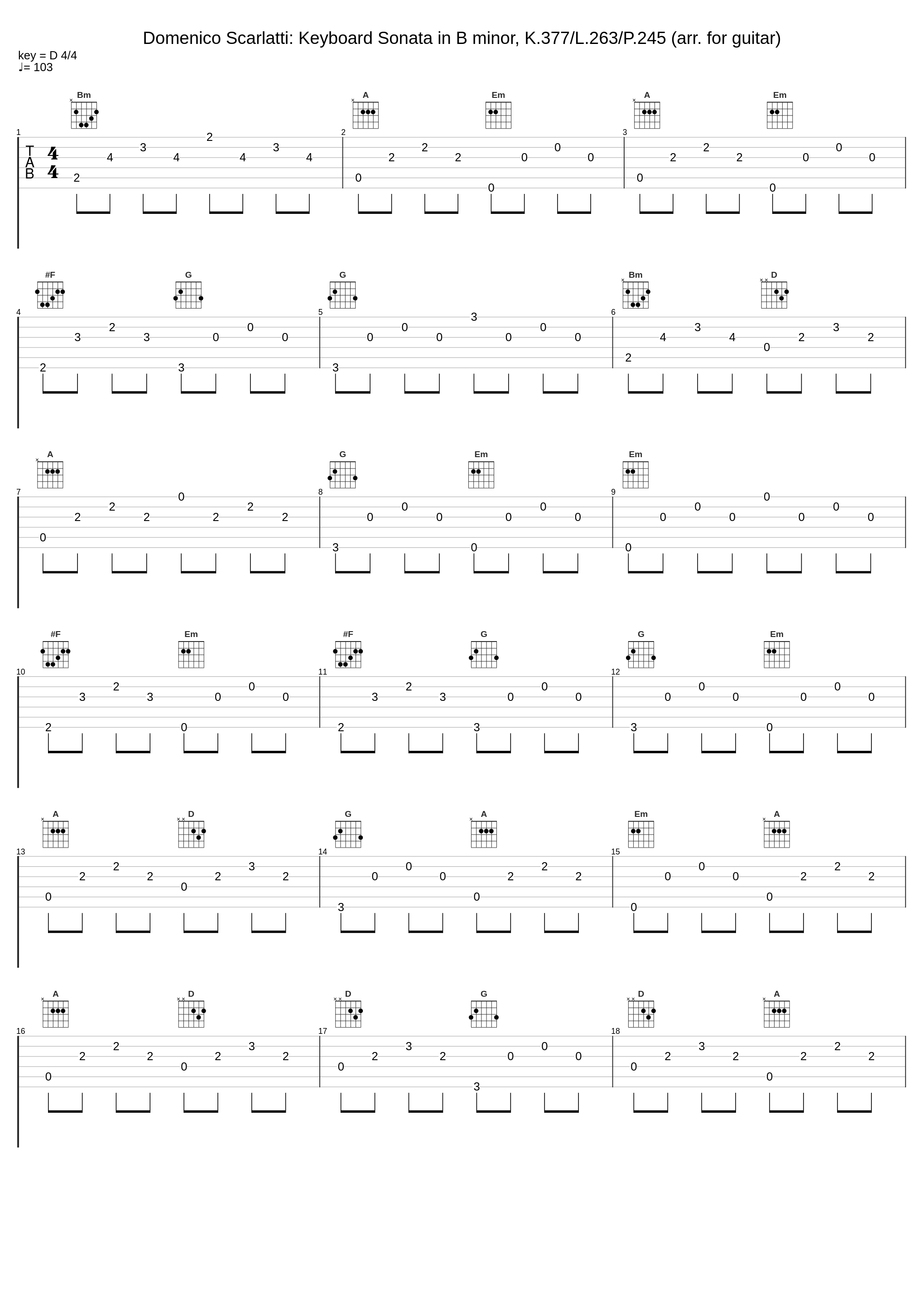 Domenico Scarlatti: Keyboard Sonata in B minor, K.377/L.263/P.245 (arr. for guitar)_Domenico Scarlatti_1