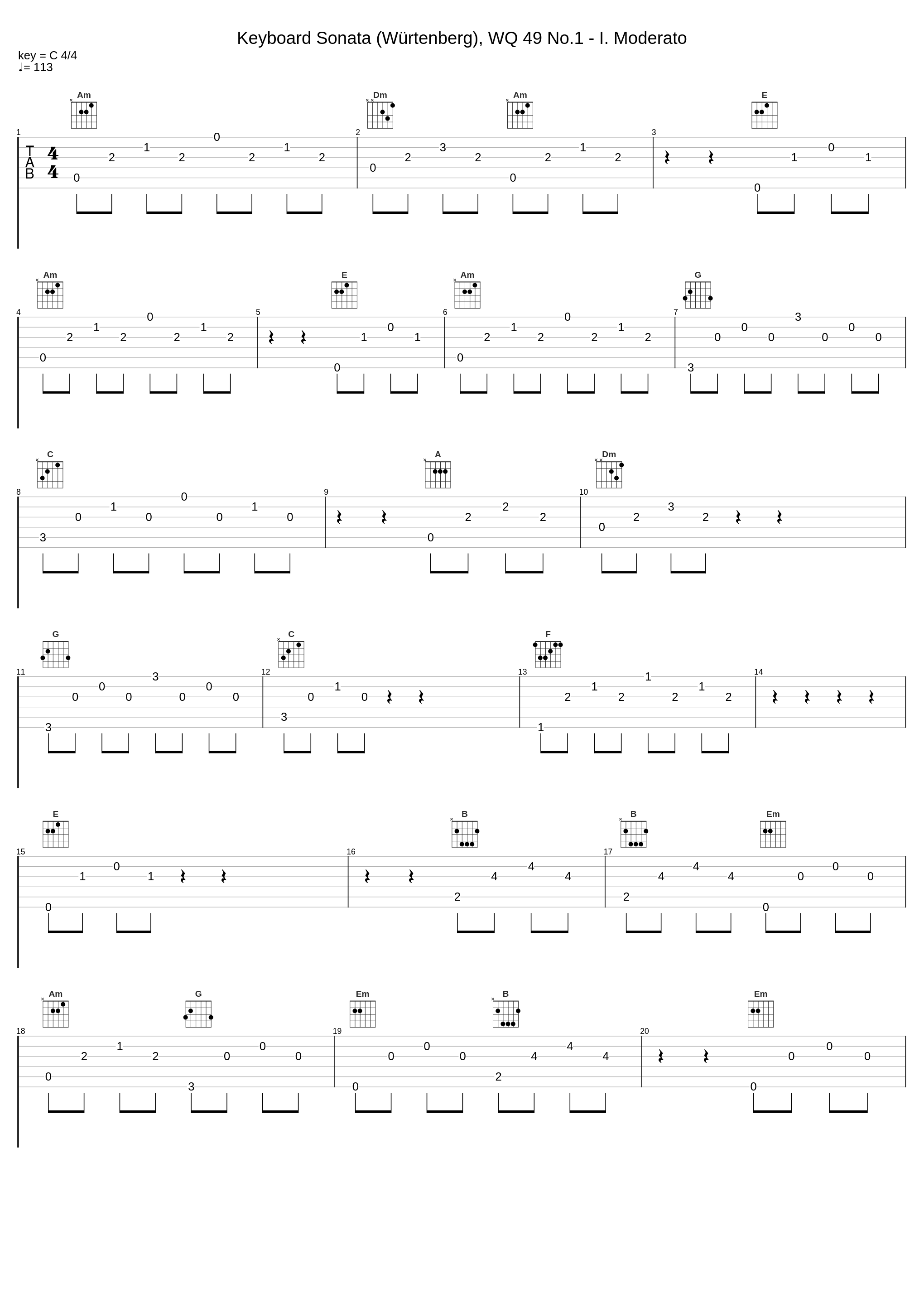 Keyboard Sonata (Würtenberg), WQ 49 No.1 - I. Moderato_Carl Philipp Emanuel Bach_1