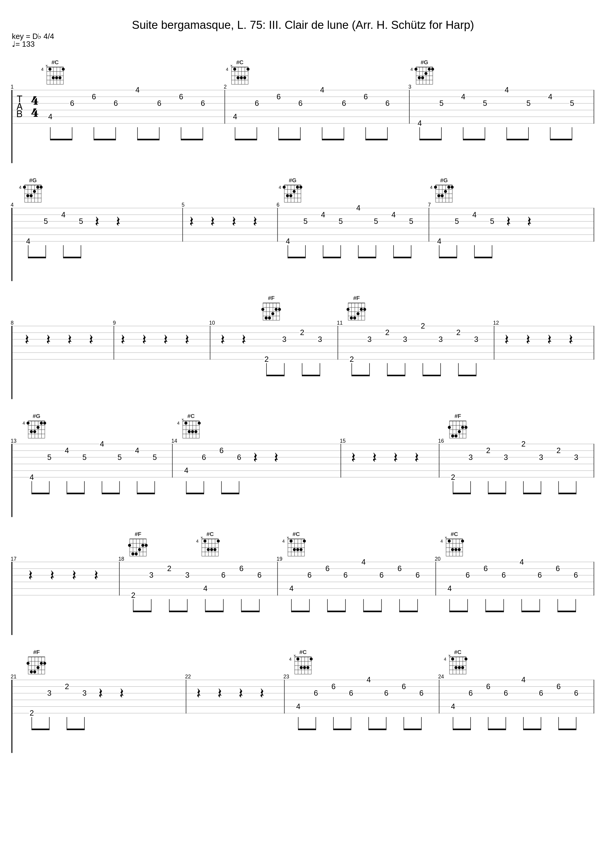 Suite bergamasque, L. 75: III. Clair de lune (Arr. H. Schütz for Harp)_Helene Schütz_1