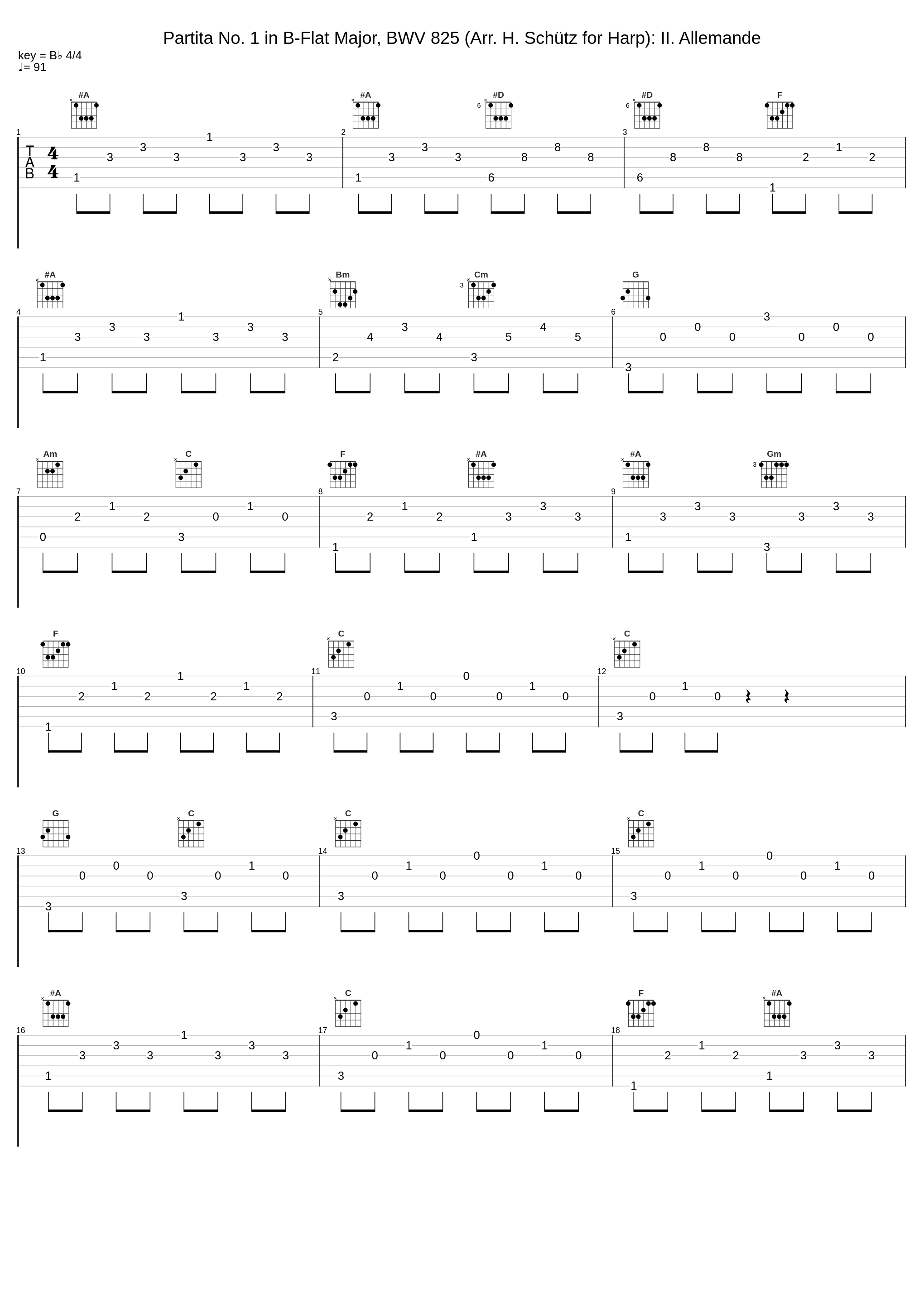 Partita No. 1 in B-Flat Major, BWV 825 (Arr. H. Schütz for Harp): II. Allemande_Helene Schütz_1