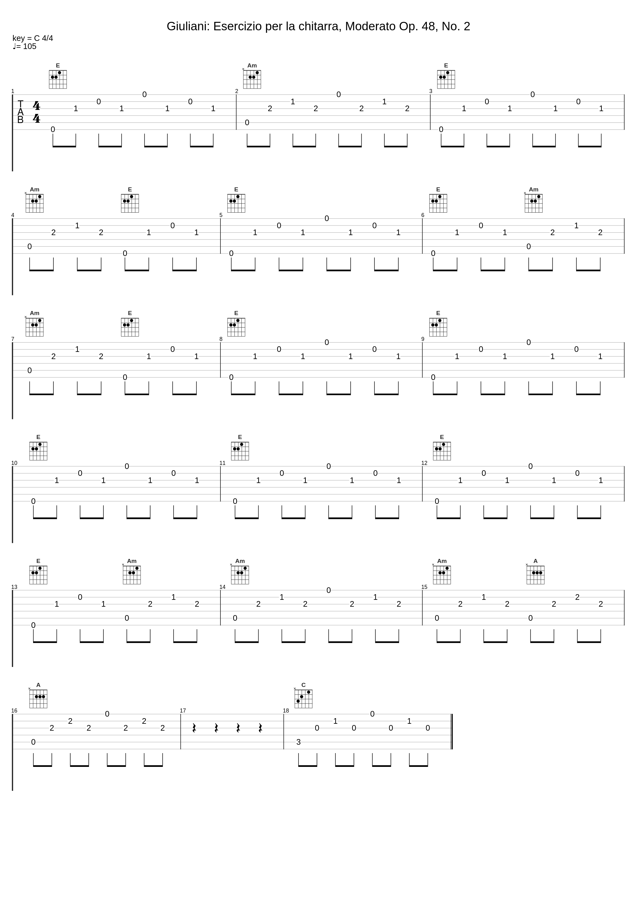 Giuliani: Esercizio per la chitarra, Moderato Op. 48, No. 2_Elena Càsoli_1