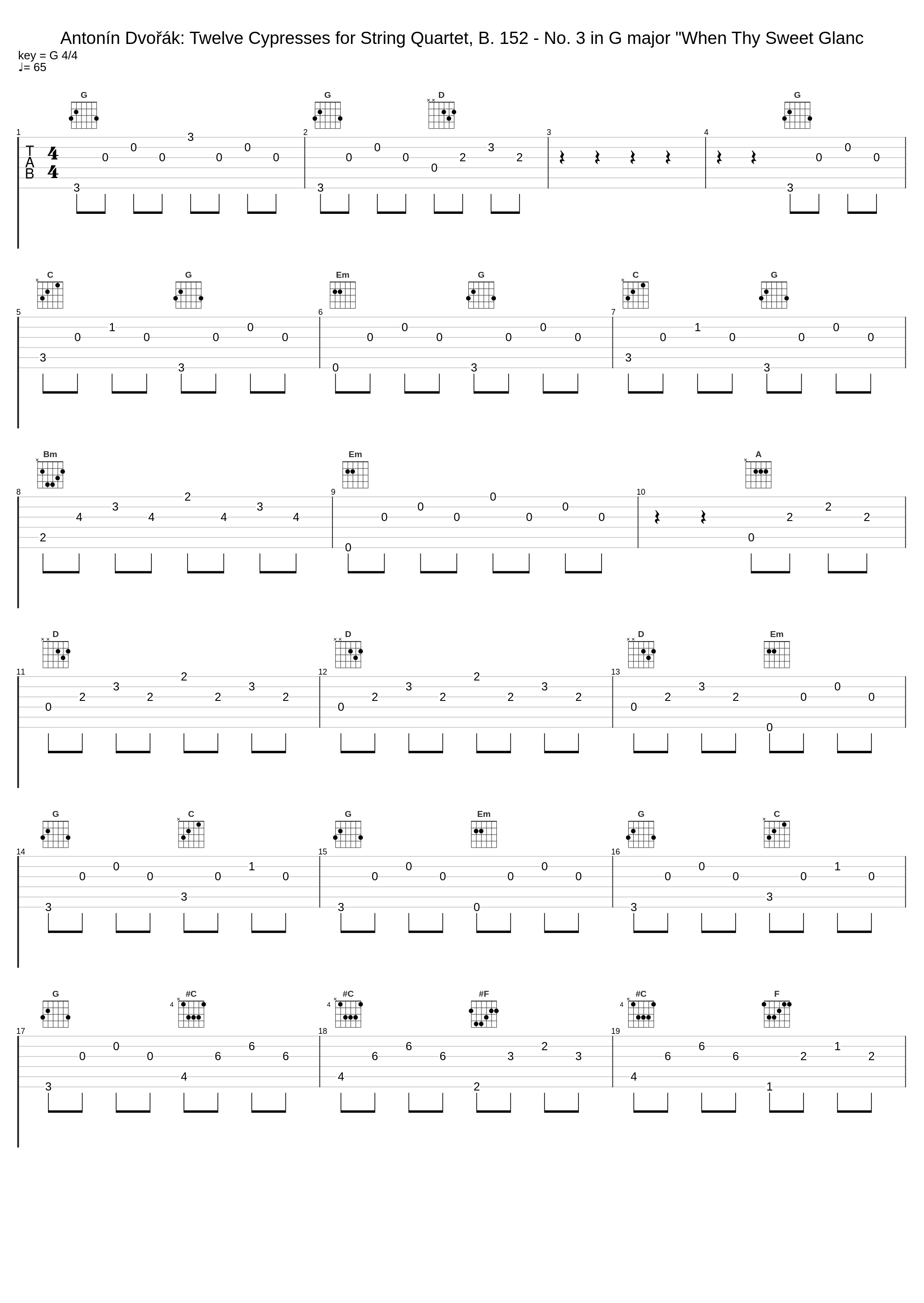 Antonín Dvořák: Twelve Cypresses for String Quartet, B. 152 - No. 3 in G major "When Thy Sweet Glanc_Antonín Dvořák_1