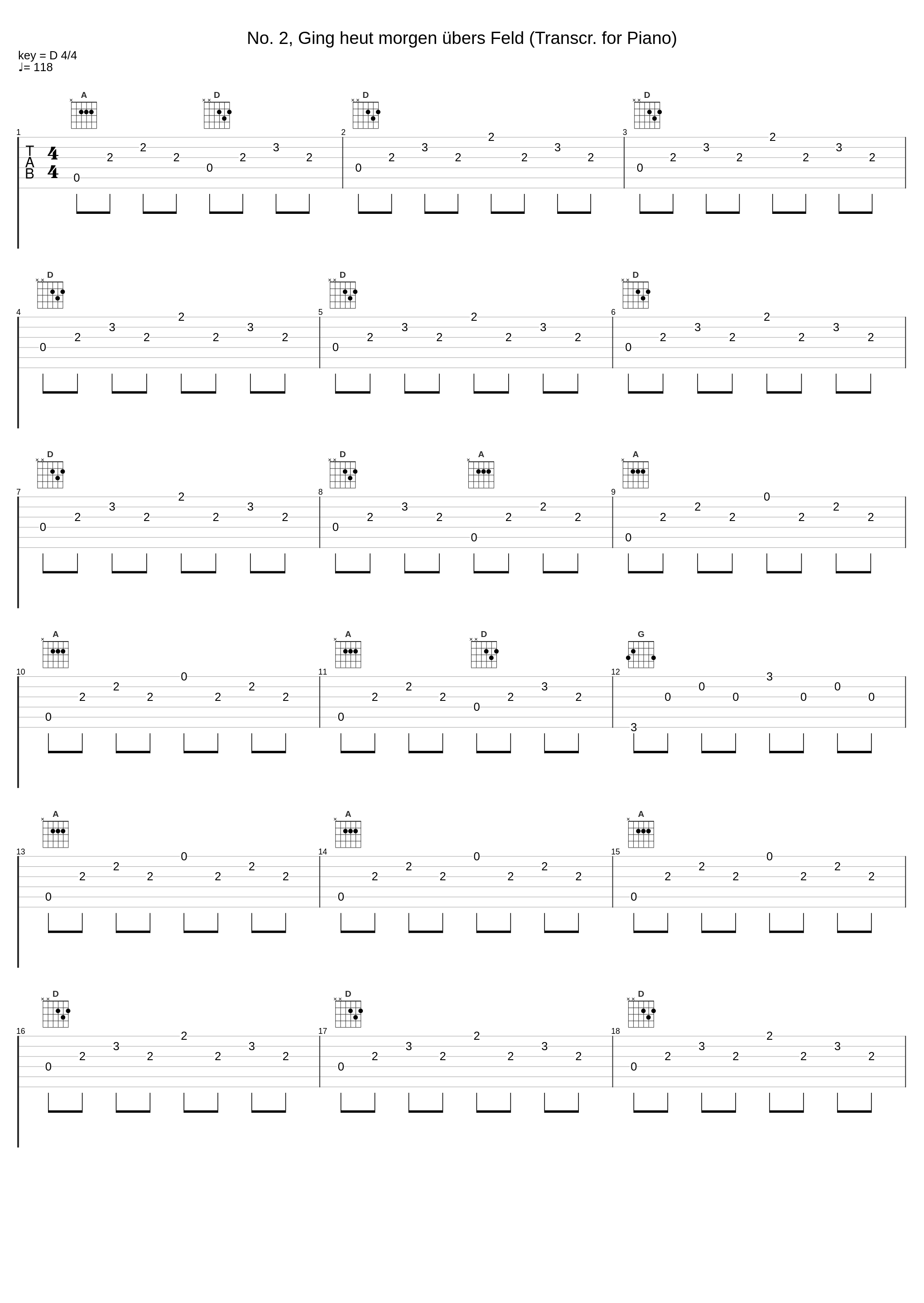 No. 2, Ging heut morgen übers Feld (Transcr. for Piano)_Gustav Mahler_1