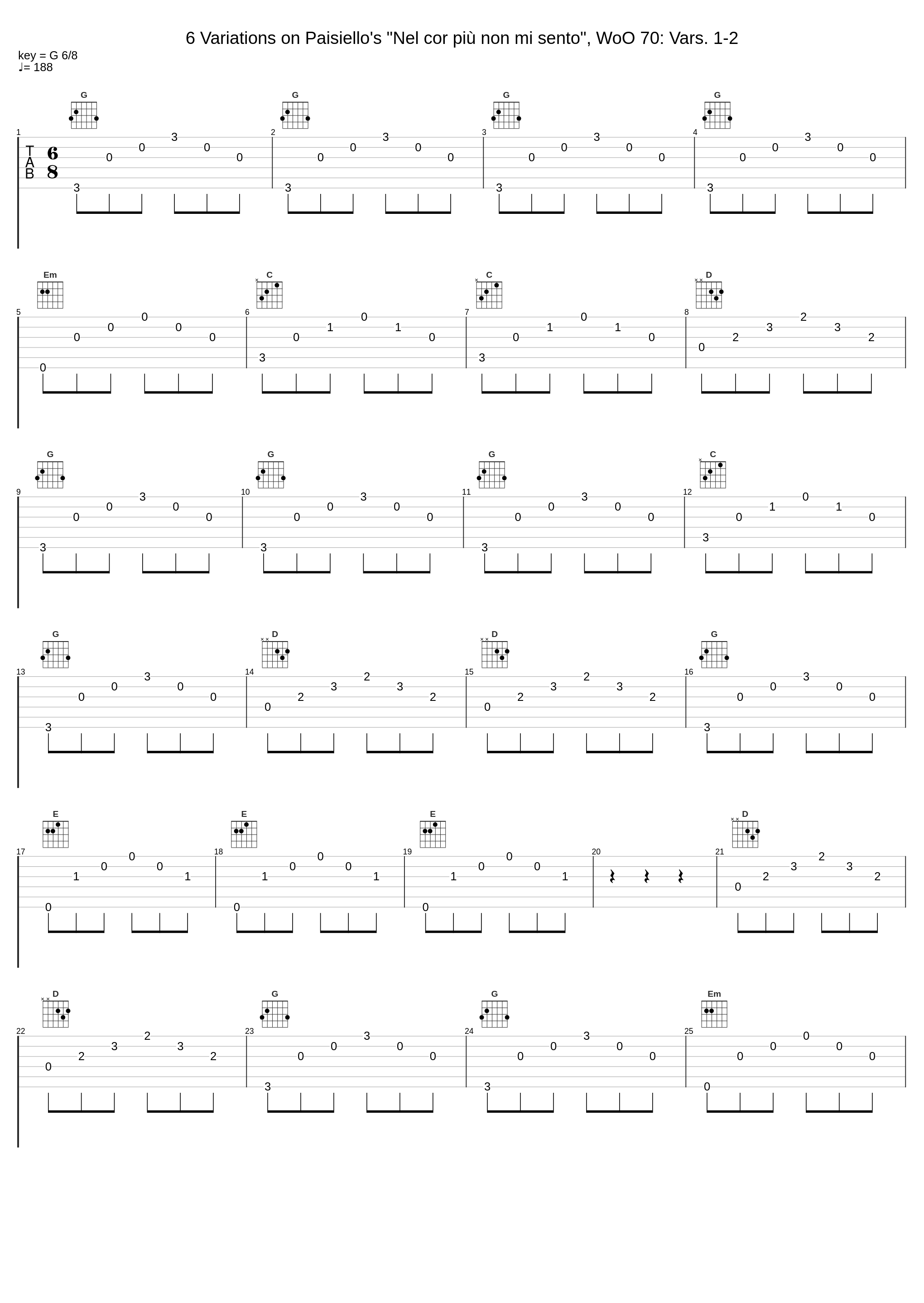 6 Variations on Paisiello's "Nel cor più non mi sento", WoO 70: Vars. 1-2_Giuseppe Bruno_1