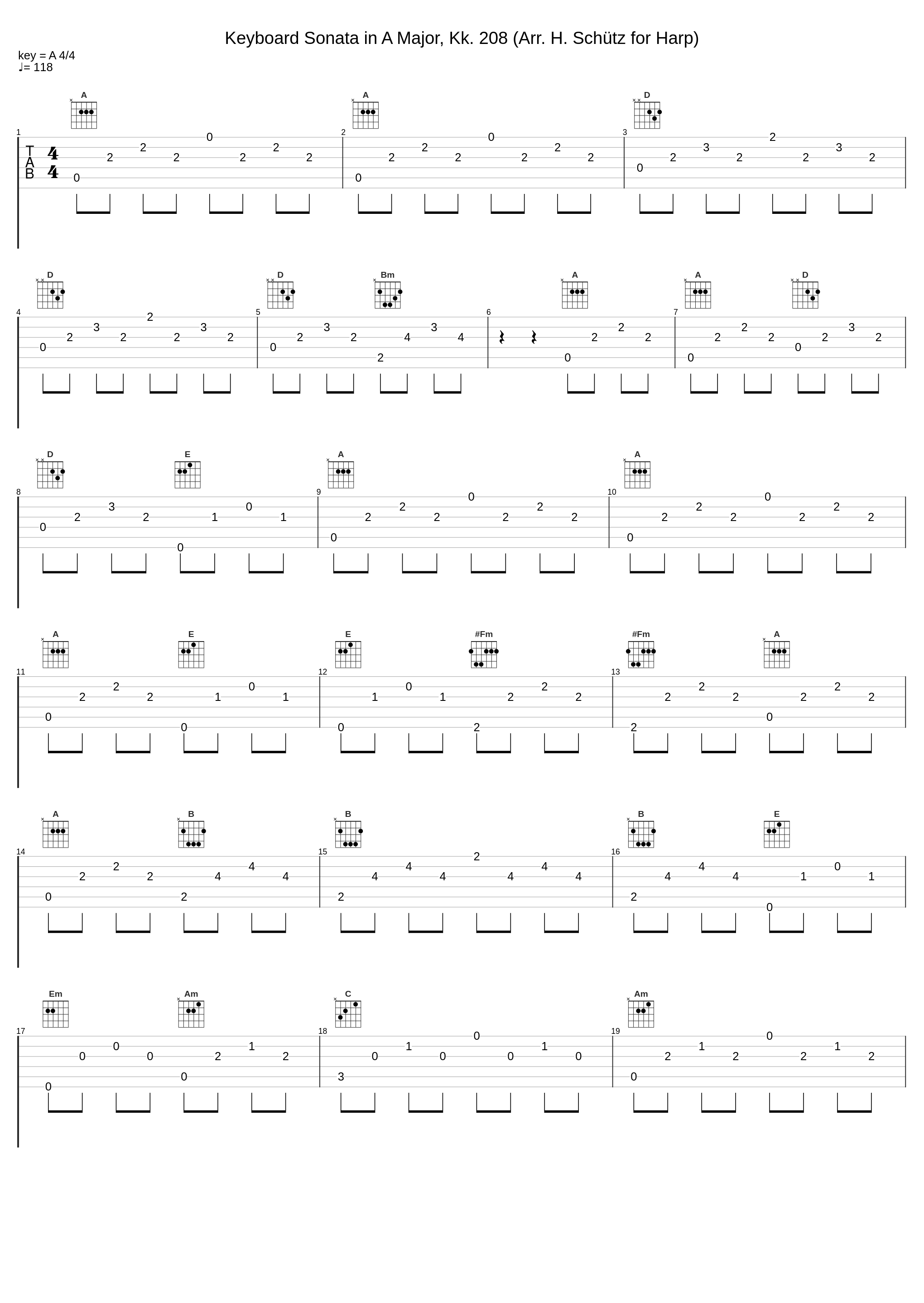 Keyboard Sonata in A Major, Kk. 208 (Arr. H. Schütz for Harp)_Helene Schütz_1