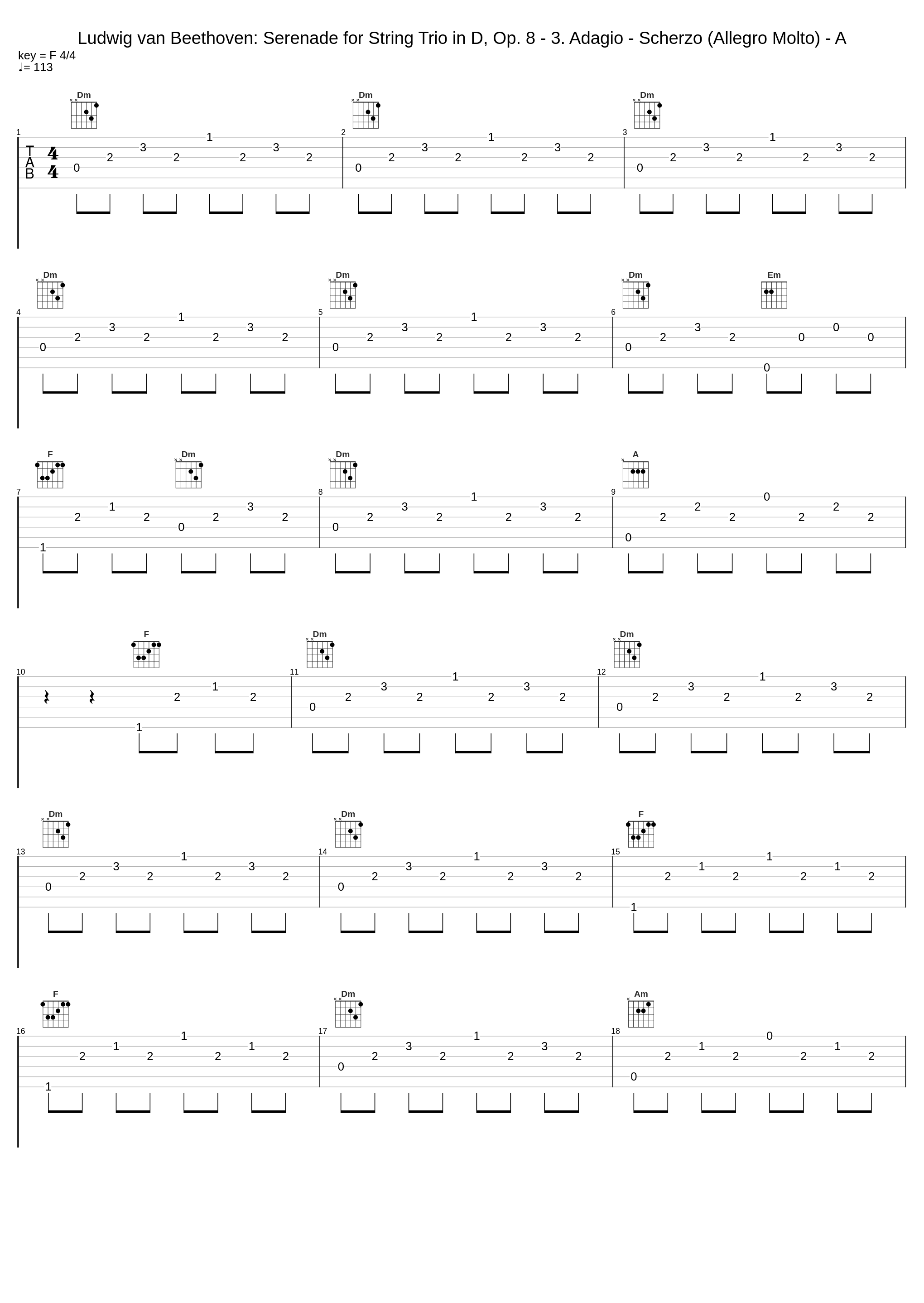 Ludwig van Beethoven: Serenade for String Trio in D, Op. 8 - 3. Adagio - Scherzo (Allegro Molto) - A_Ludwig van Beethoven_1