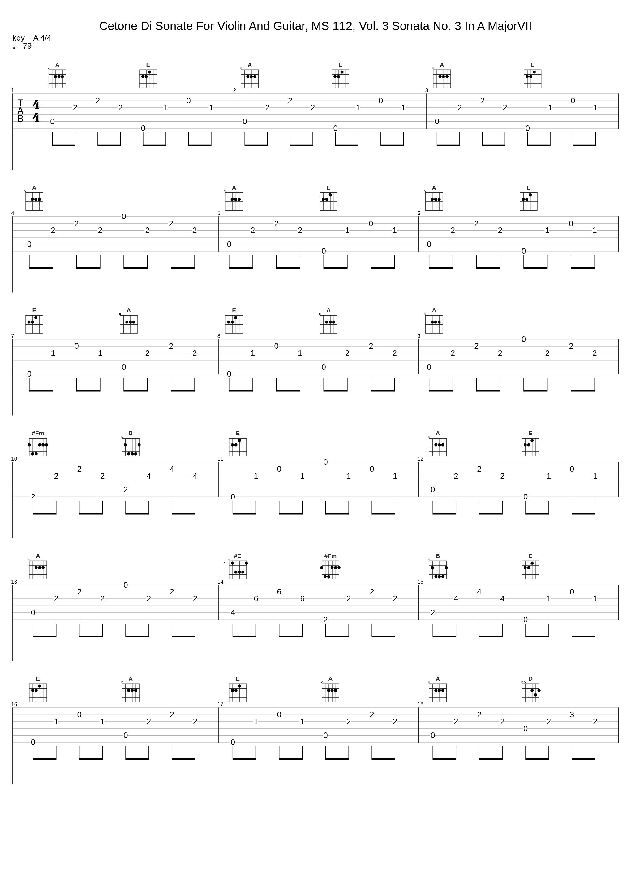 Cetone Di Sonate For Violin And Guitar, MS 112, Vol. 3 Sonata No. 3 In A MajorVII_Luigi Alberto Bianchi,Niccolò Paganini_1