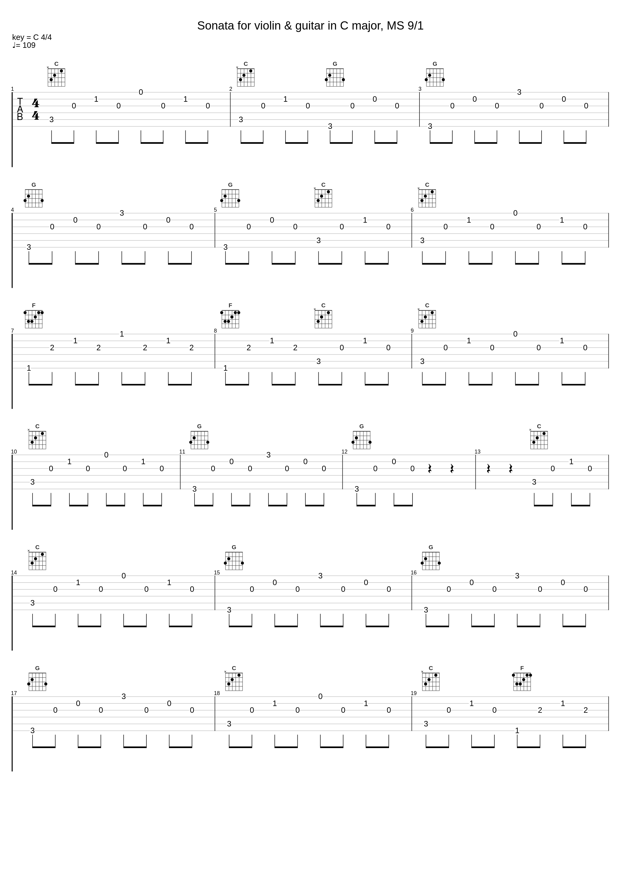 Sonata for violin & guitar in C major, MS 9/1_Luigi Alberto Bianchi,Niccolò Paganini_1