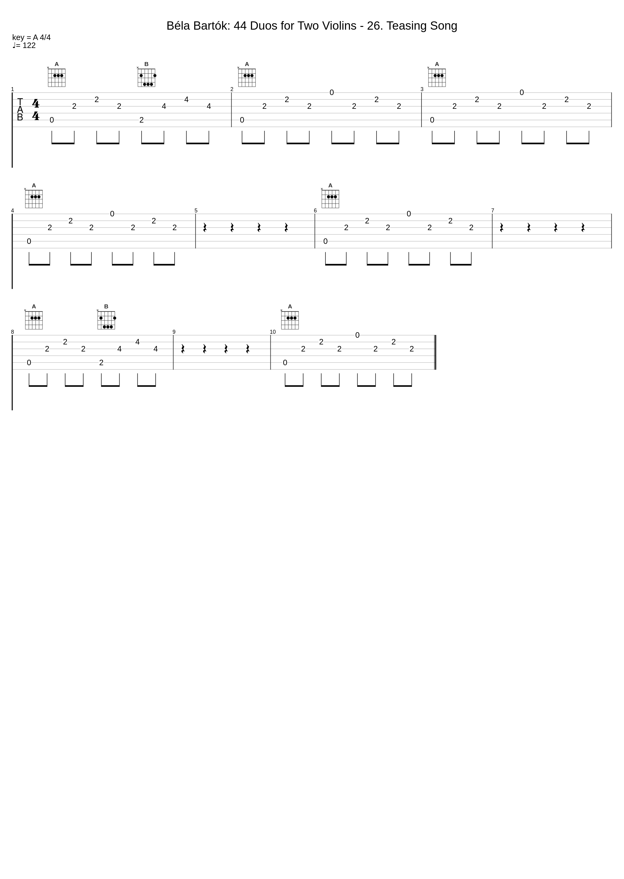 Béla Bartók: 44 Duos for Two Violins - 26. Teasing Song_Béla Bartók_1