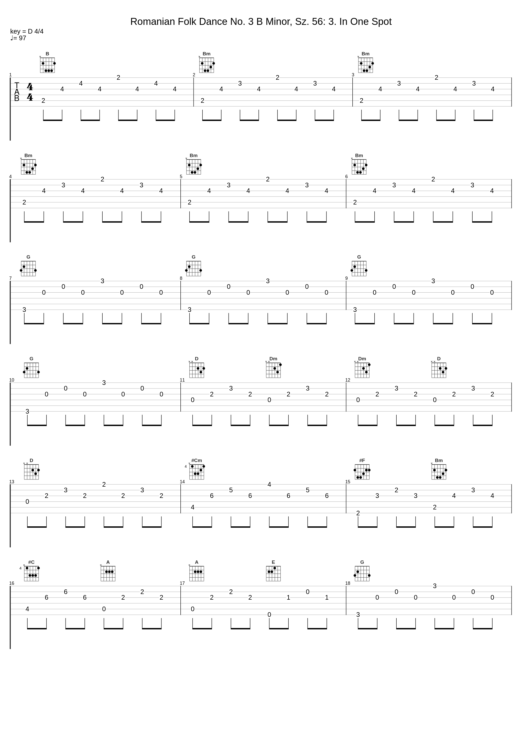 Romanian Folk Dance No. 3 B Minor, Sz. 56: 3. In One Spot_Georges Daucampas,Béla Bartók_1