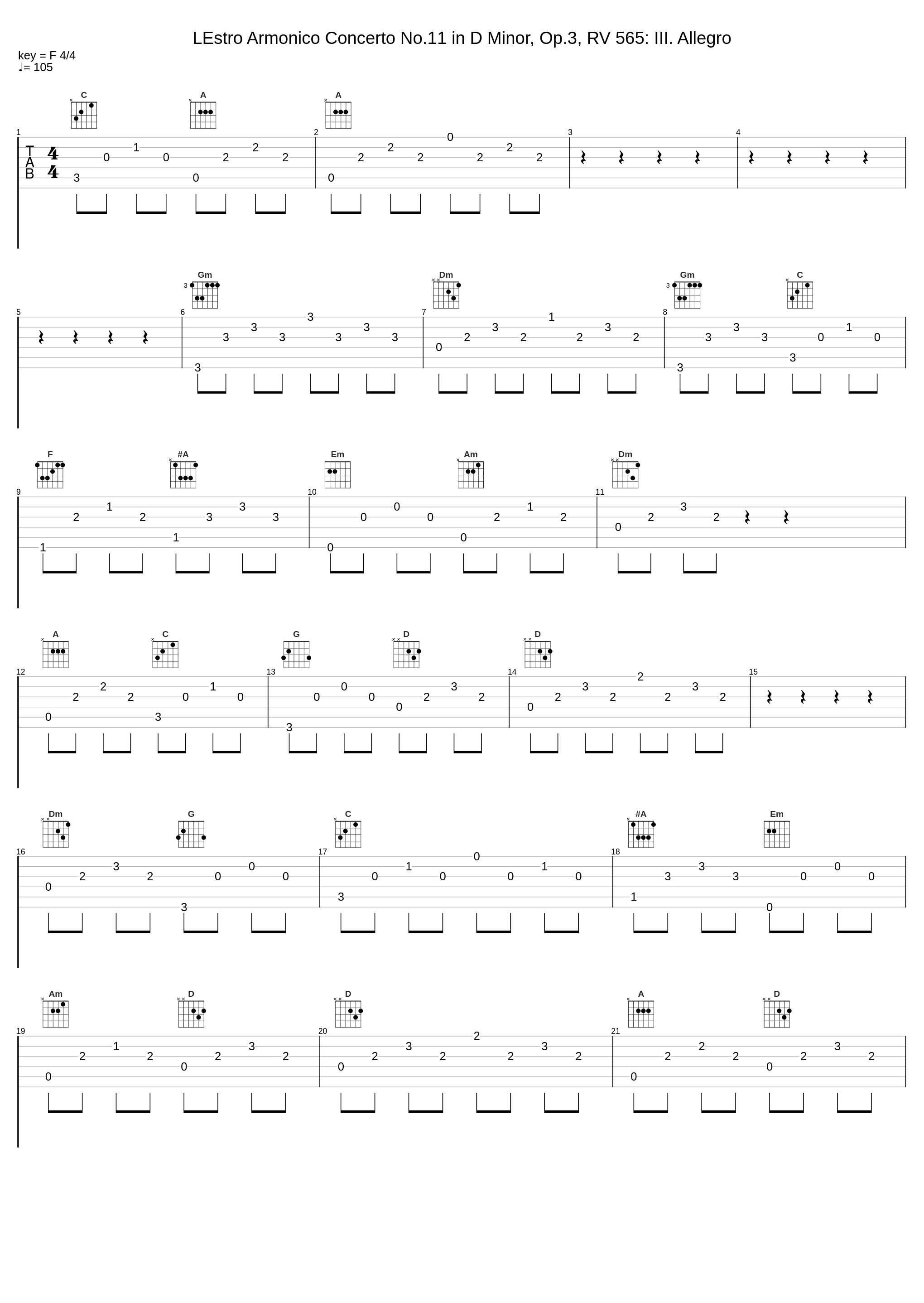 LEstro Armonico Concerto No.11 in D Minor, Op.3, RV 565: III. Allegro_Antonio Vivaldi_1