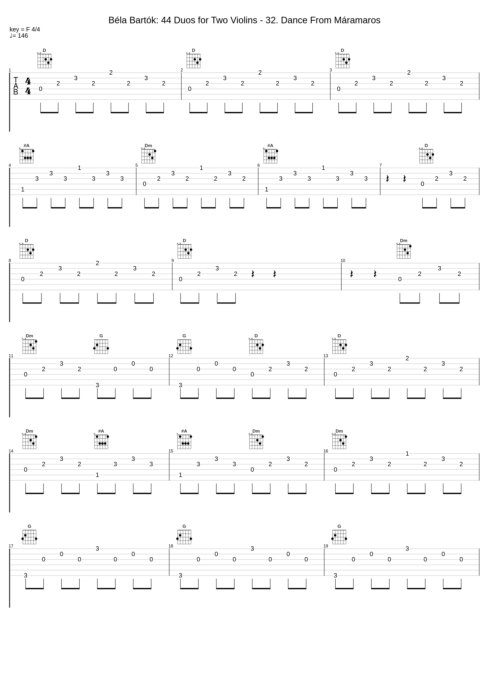 Béla Bartók: 44 Duos for Two Violins - 32. Dance From Máramaros_Béla Bartók_1