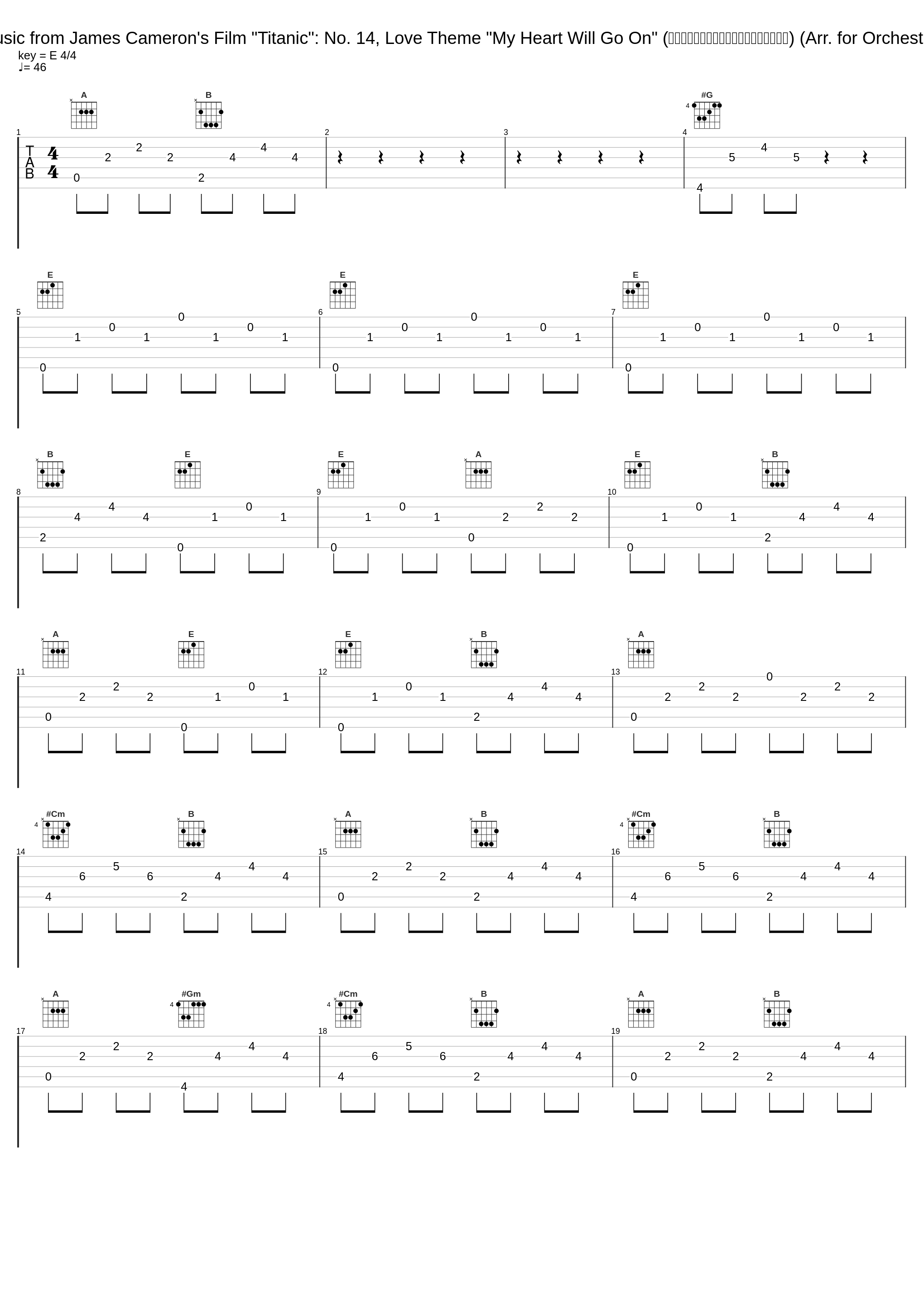 Music from James Cameron's Film "Titanic": No. 14, Love Theme "My Heart Will Go On" (霍纳：我心永恒（题材从电影泰坦尼克号）) (Arr. for Orchestra)_David Abel_1