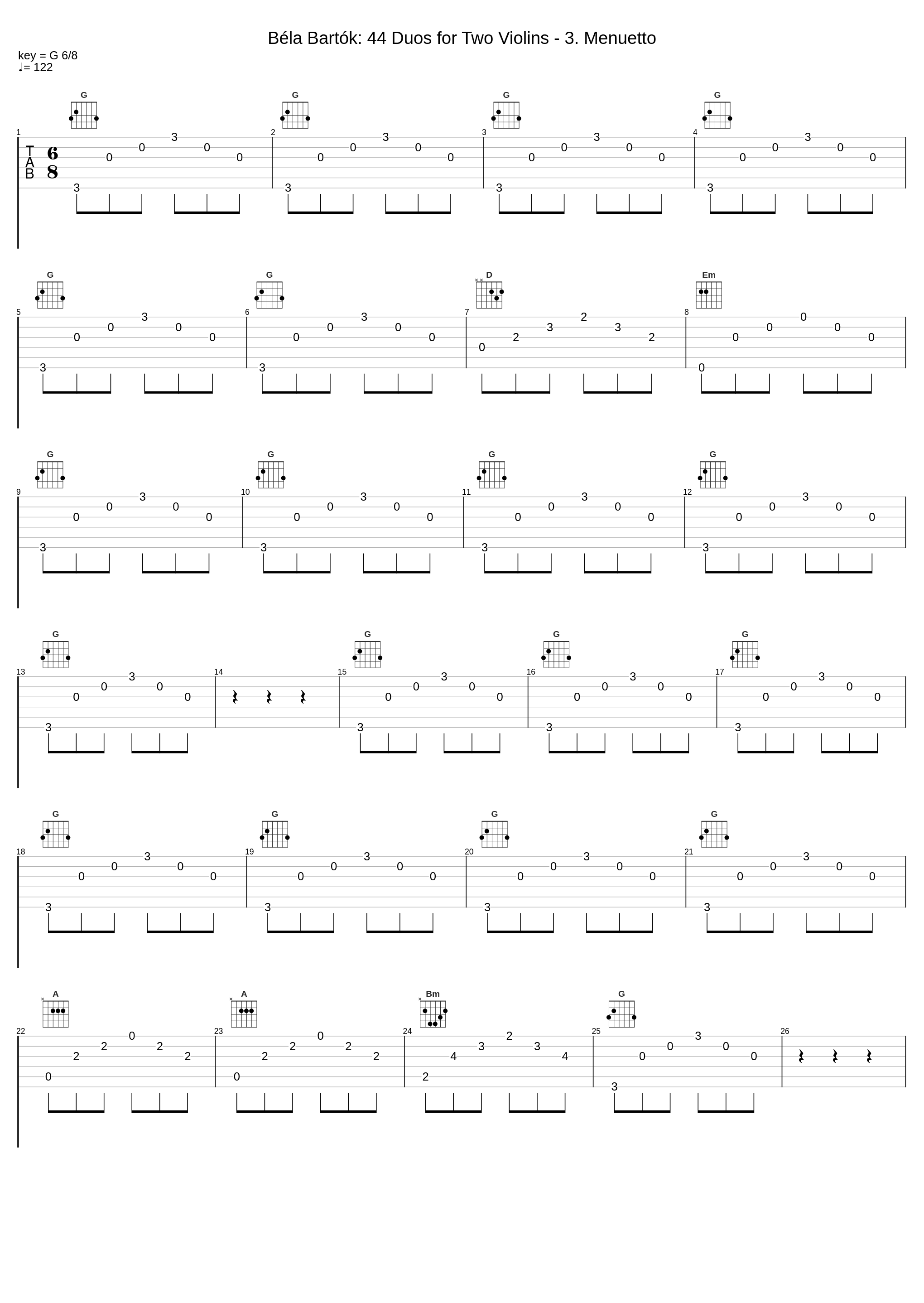 Béla Bartók: 44 Duos for Two Violins - 3. Menuetto_Béla Bartók_1