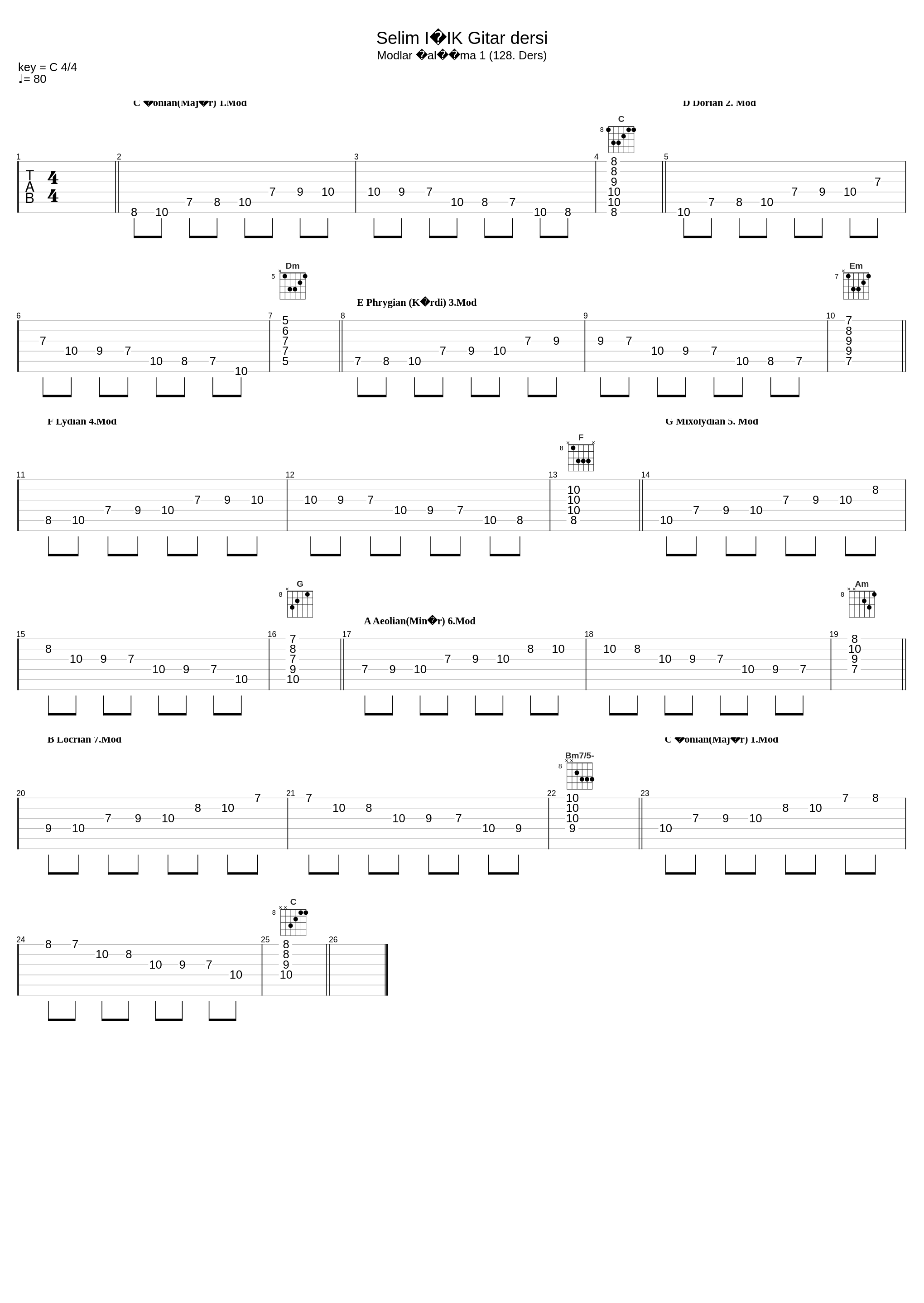 C Ionian Mod Çalışması_Selim Işık Gitar Dersi 128_1