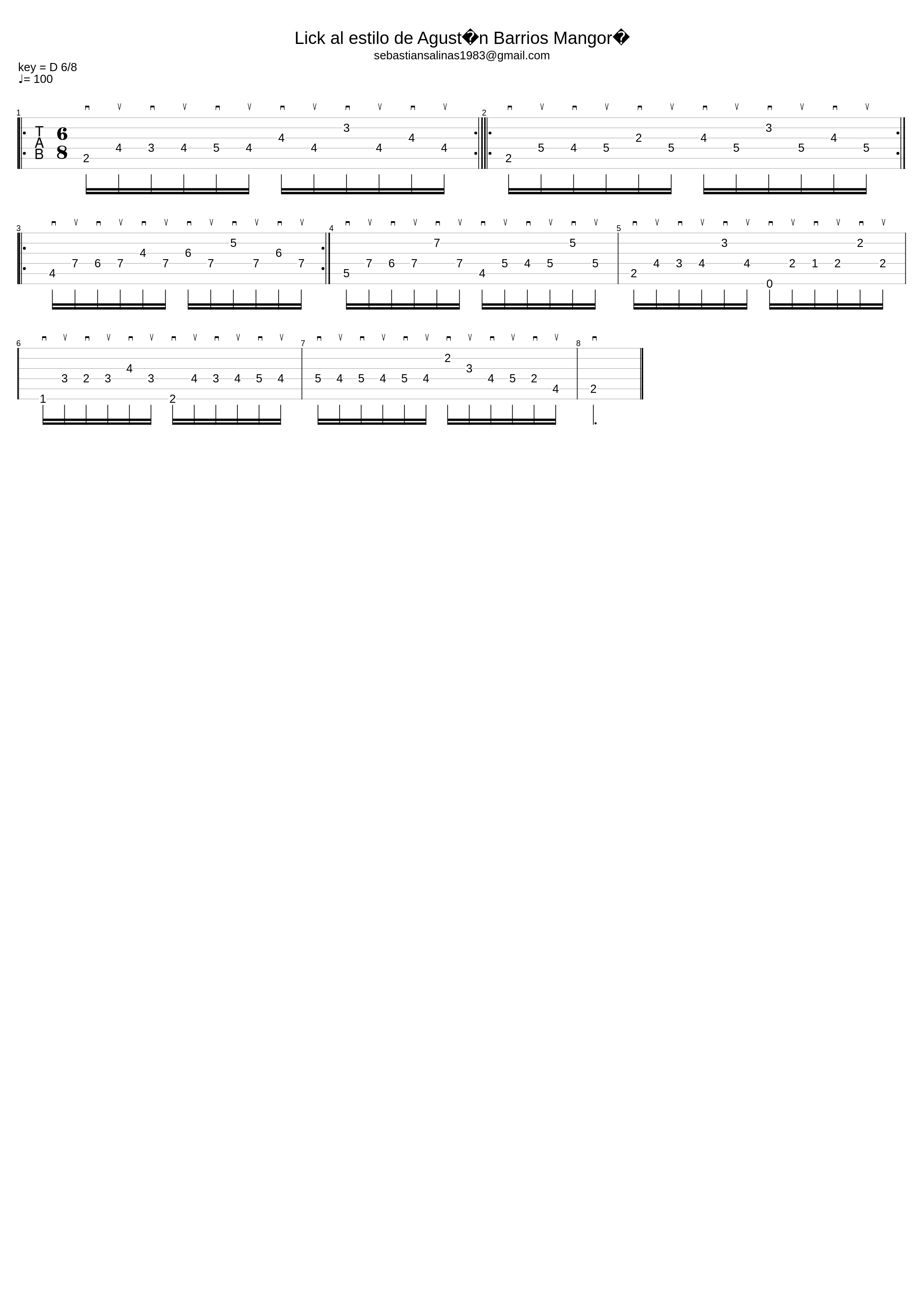 Agustin Barrios Lick - Tab by Sebastian Salinas - sebastiansalinasguitarra.com_Agustin Barrios_1