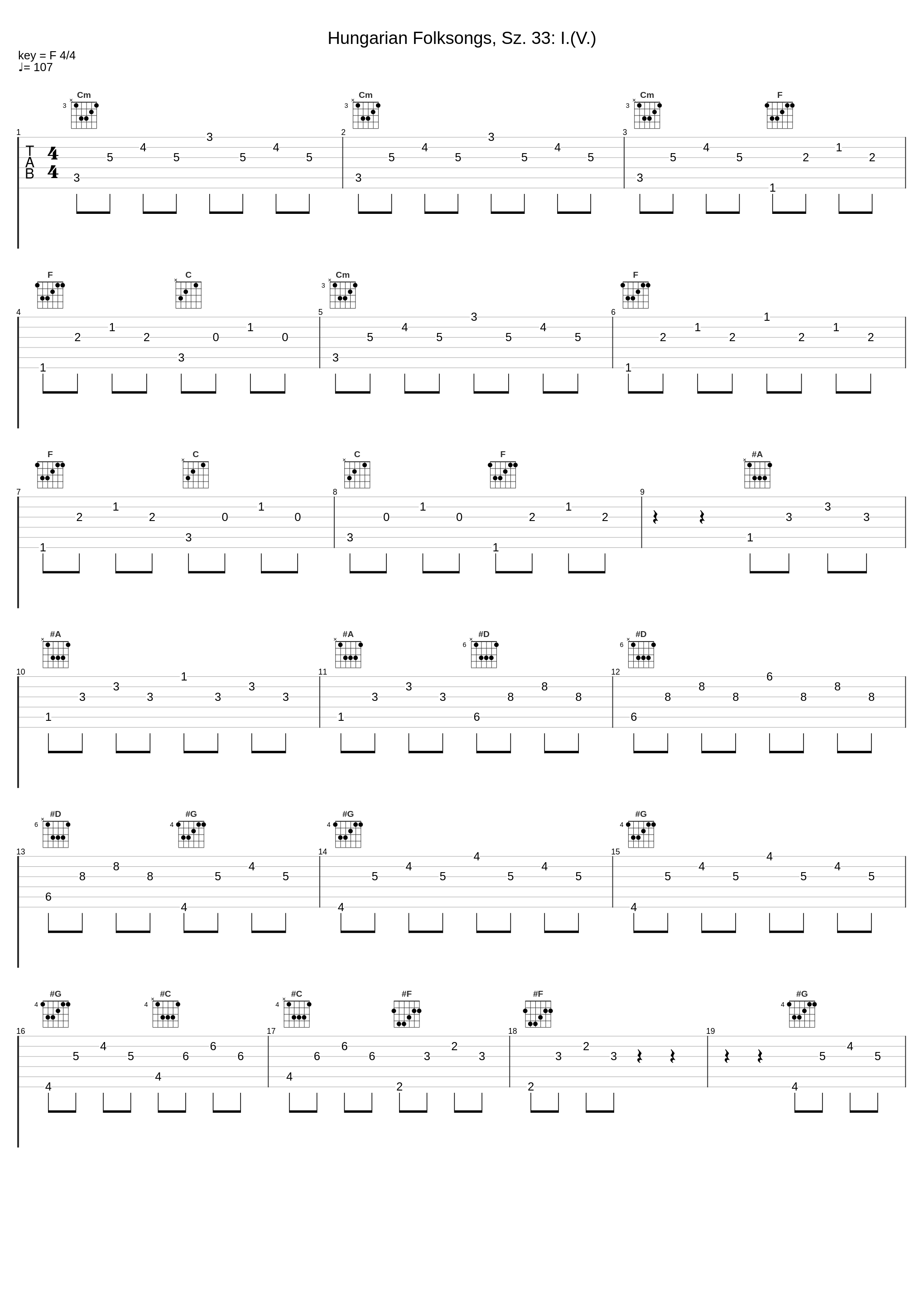 Hungarian Folksongs, Sz. 33: I.(V.)_Béla Bartók_1