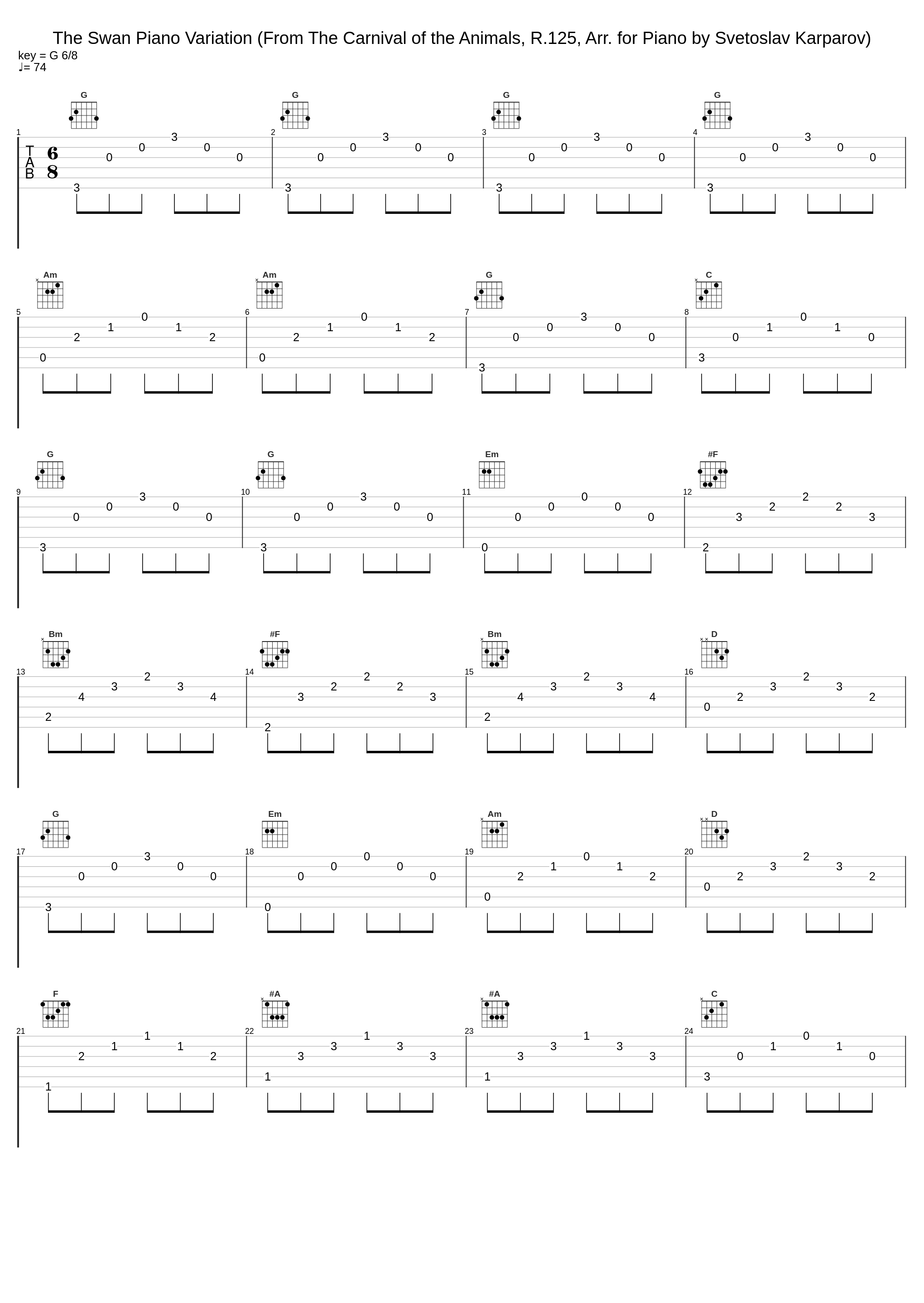 The Swan Piano Variation (From The Carnival of the Animals, R.125, Arr. for Piano by Svetoslav Karparov)_Gabriele Bagnati,Camille Saint-Saëns_1