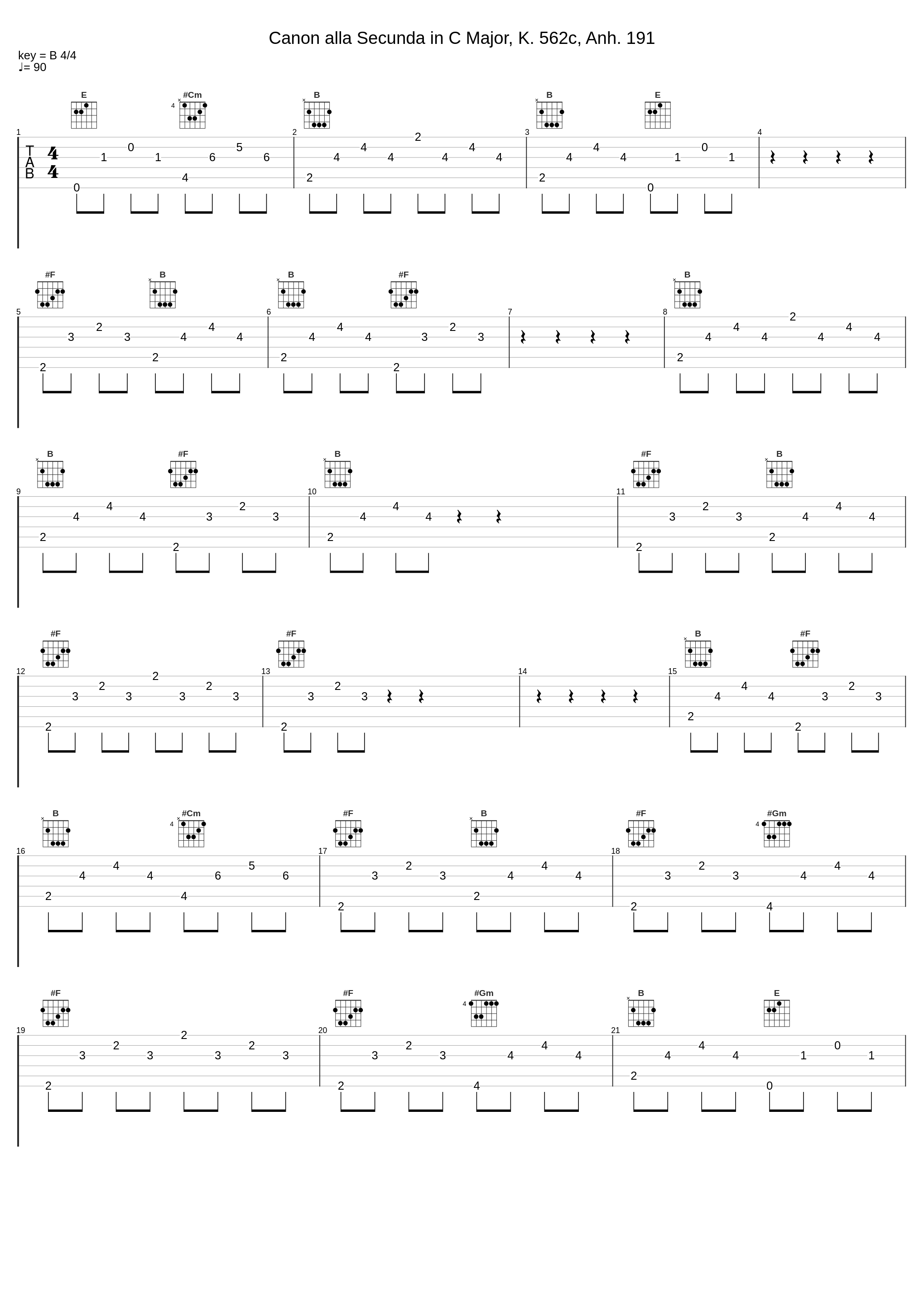 Canon alla Secunda in C Major, K. 562c, Anh. 191_Rincontro,Wolfgang Amadeus Mozart_1