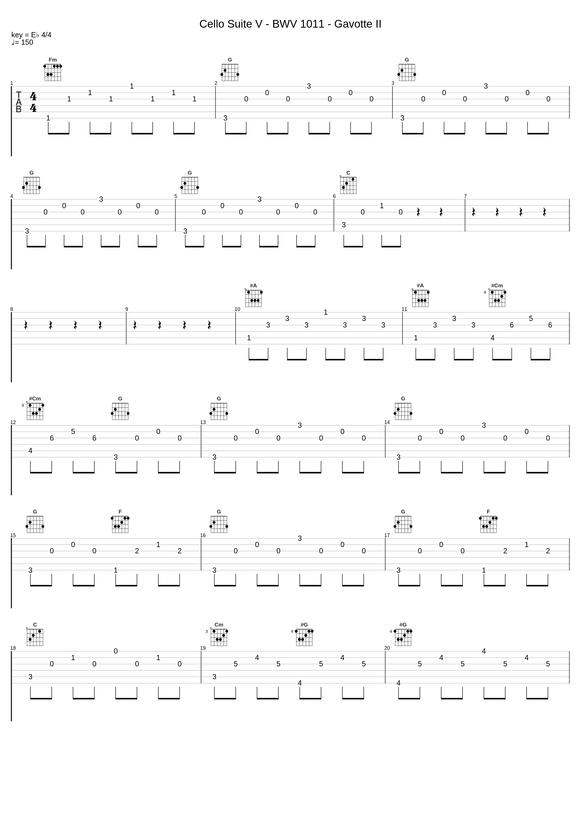 Cello Suite V - BWV 1011 - Gavotte II_Johann Sebastian Bach,Nologo_1