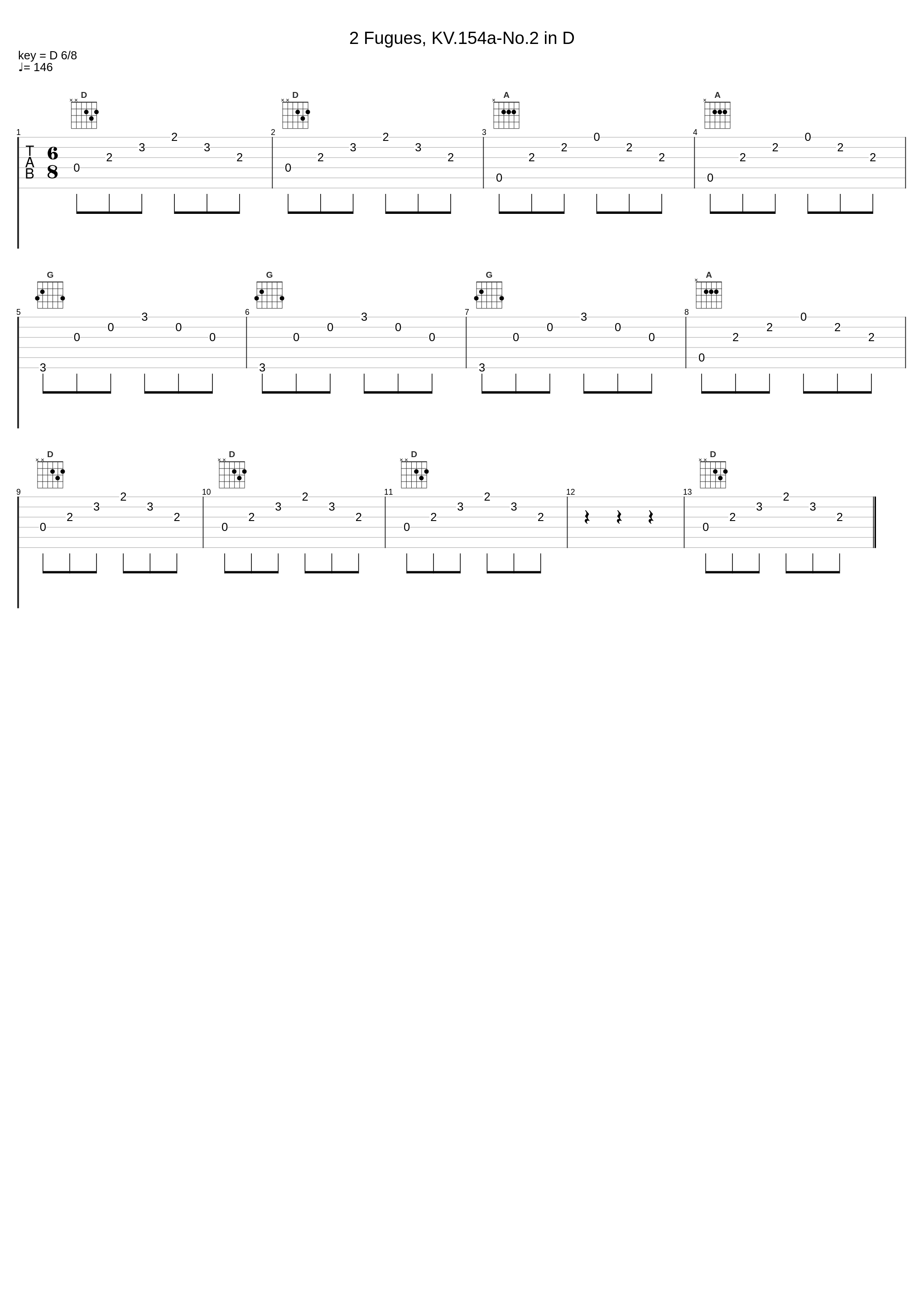 2 Fugues, KV.154a-No.2 in D_Gunther Hasselmann_1