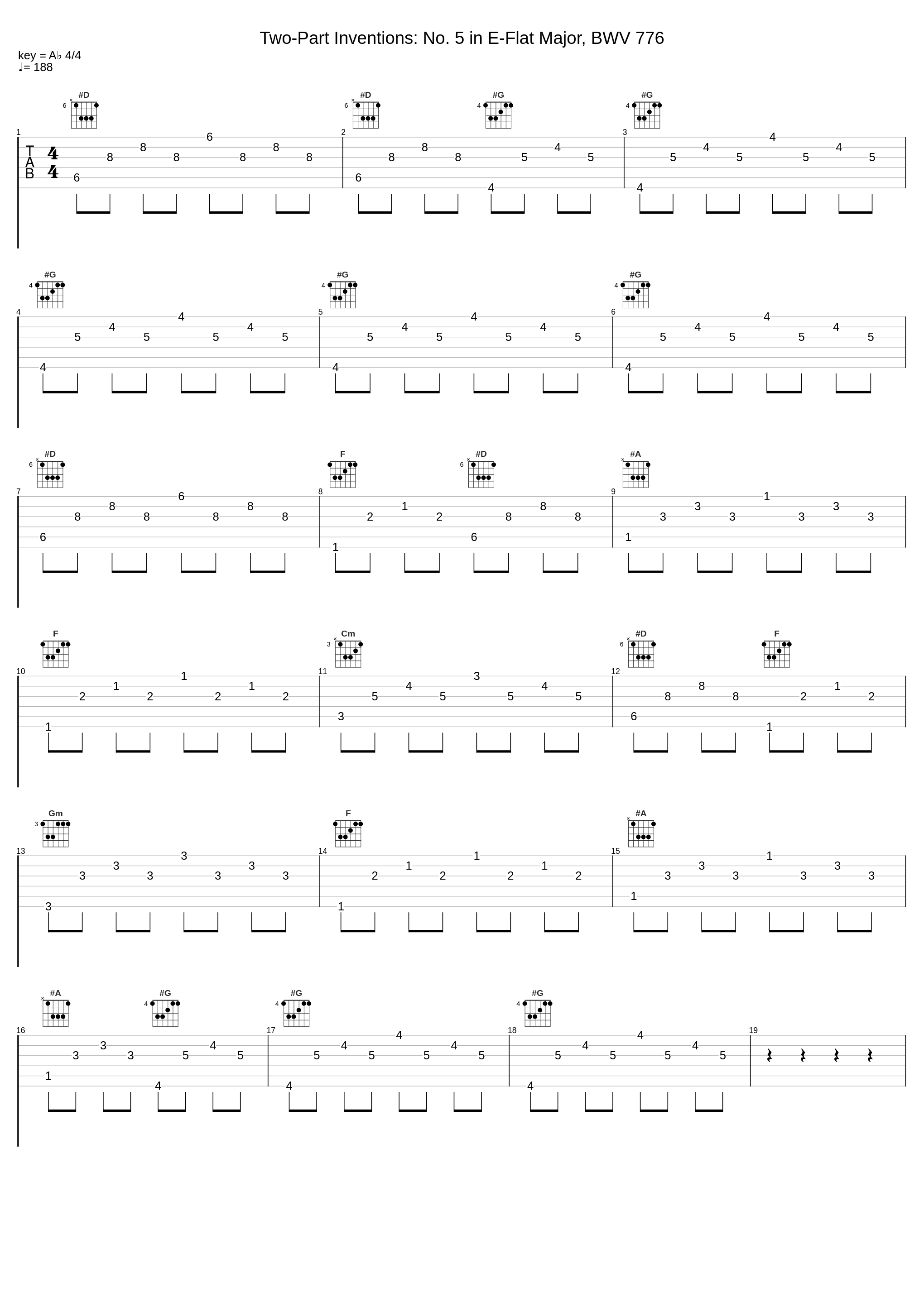 Two-Part Inventions: No. 5 in E-Flat Major, BWV 776_Diane Hidy,Keith Snell,Johann Sebastian Bach_1