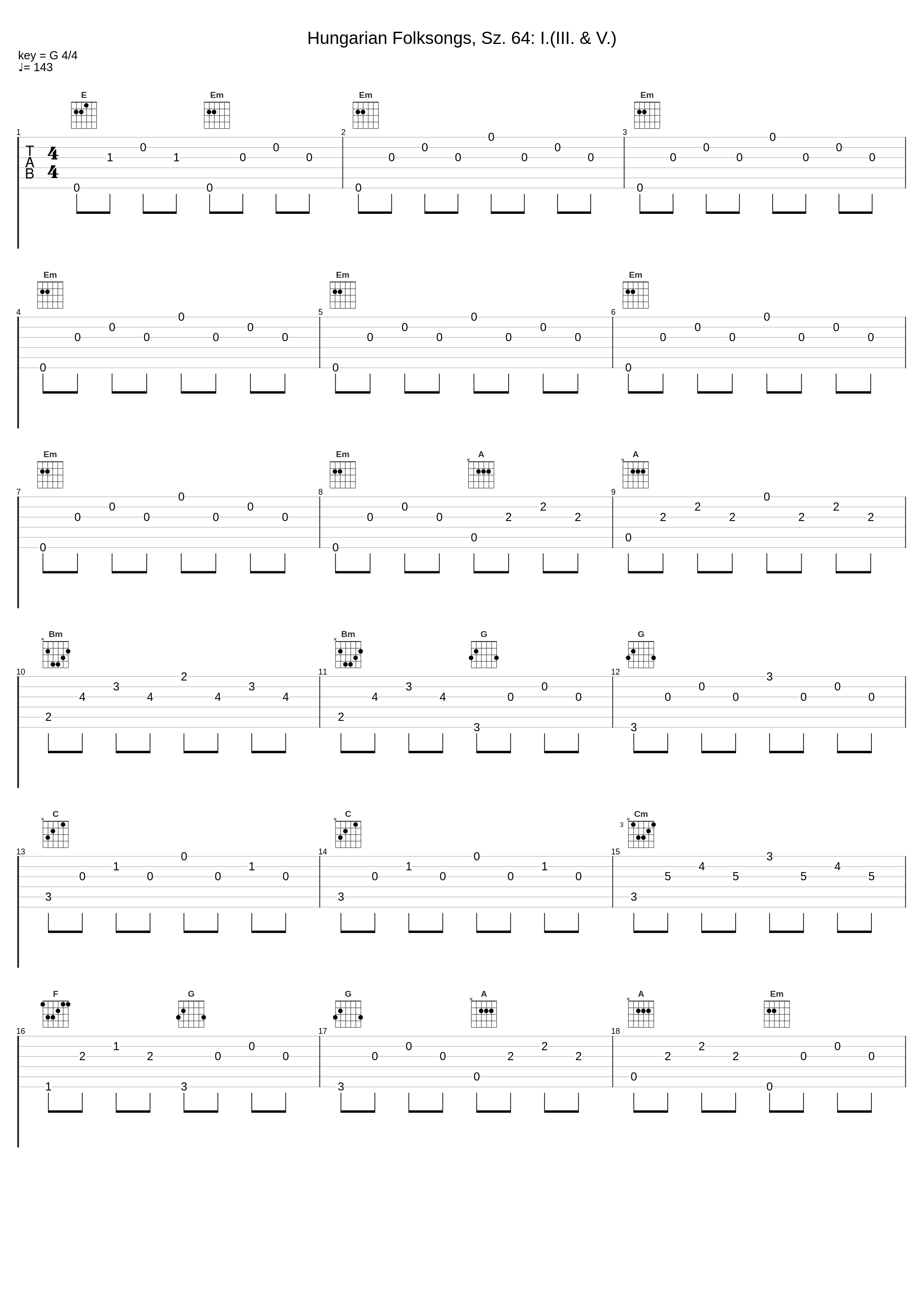 Hungarian Folksongs, Sz. 64: I.(III. & V.)_Béla Bartók_1