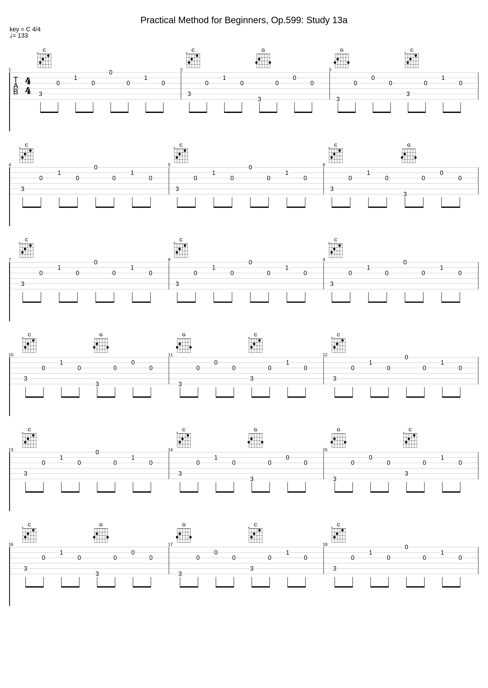 Practical Method for Beginners, Op.599: Study 13a_Hugh Gregory Waldock,Carl Czerny_1