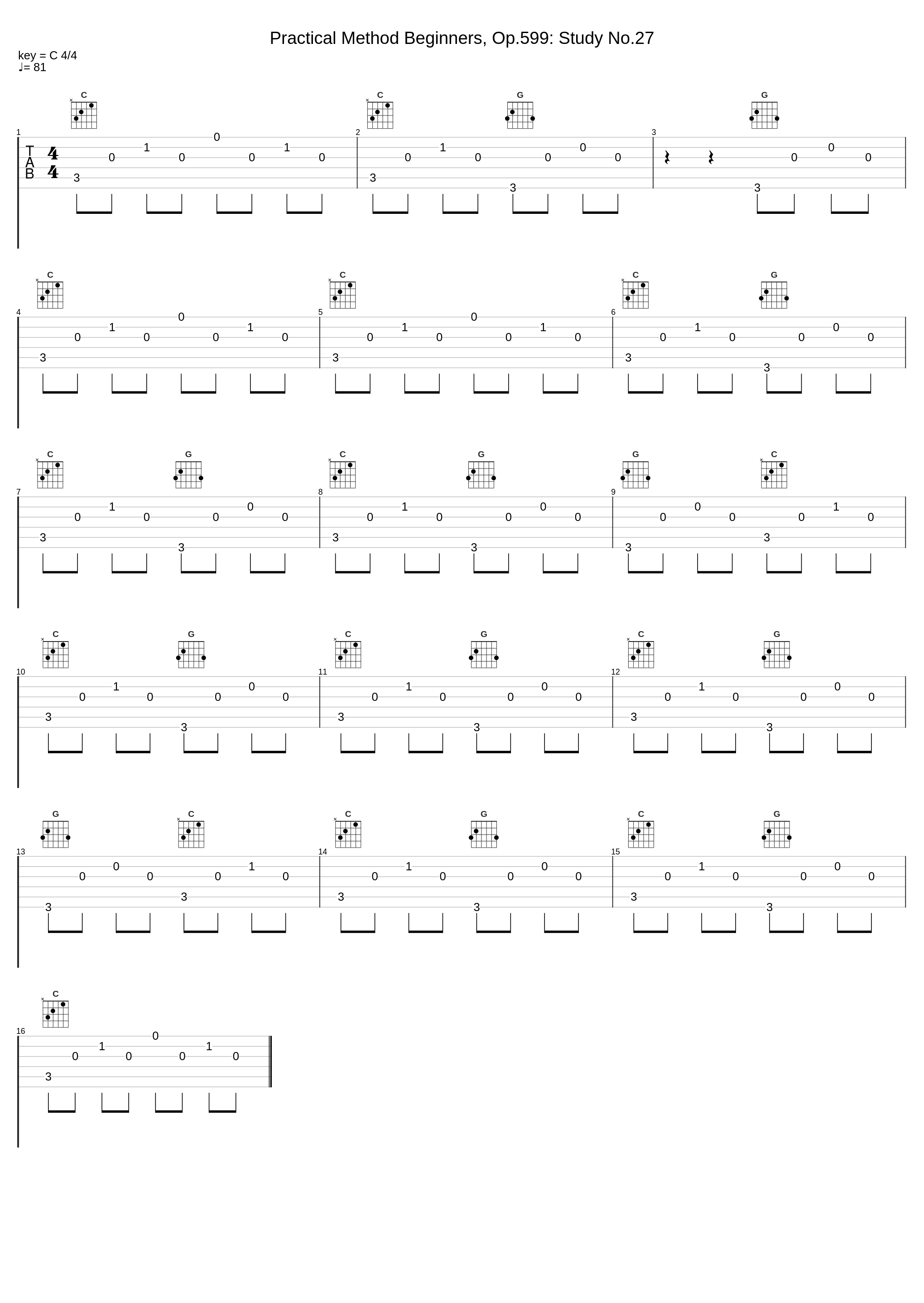 Practical Method Beginners, Op.599: Study No.27_Hugh Gregory Waldock,Carl Czerny_1