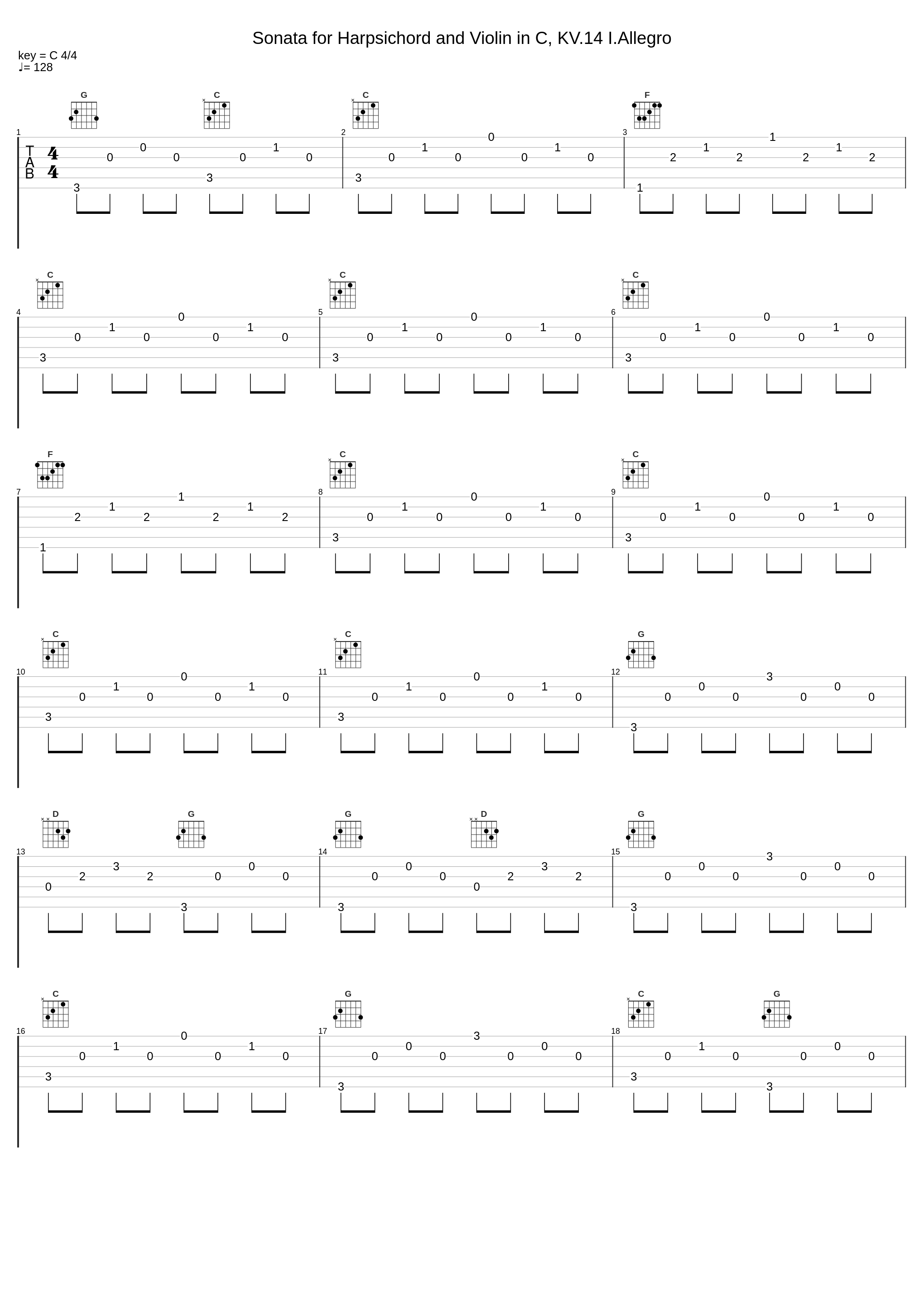 Sonata for Harpsichord and Violin in C, KV.14 I.Allegro_Gunther Hasselmann_1