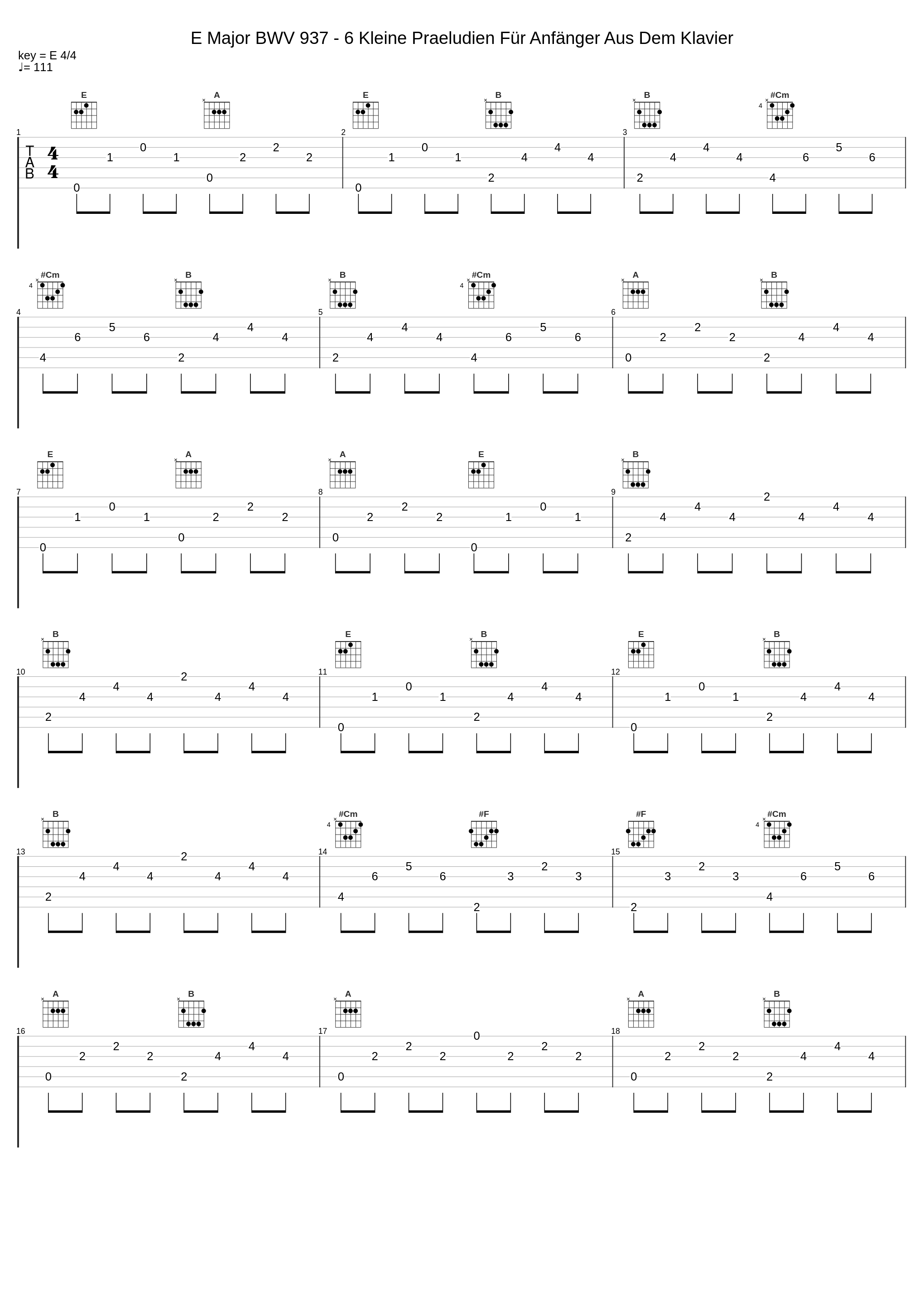 E Major BWV 937 - 6 Kleine Praeludien Für Anfänger Aus Dem Klavier_Monica,Johann Sebastian Bach_1