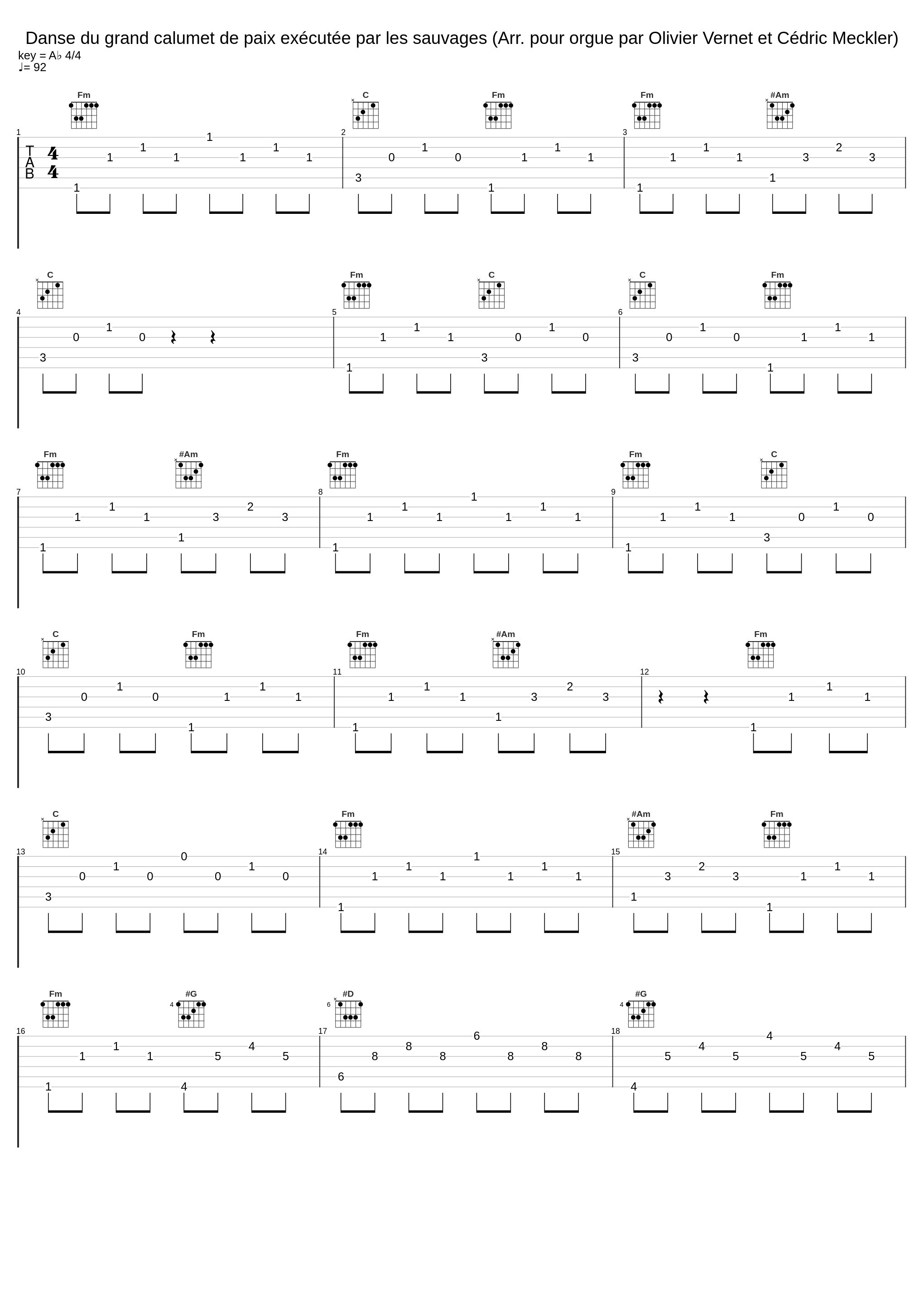 Danse du grand calumet de paix exécutée par les sauvages (Arr. pour orgue par Olivier Vernet et Cédric Meckler)_Olivier Vernet,Cédric Meckler_1