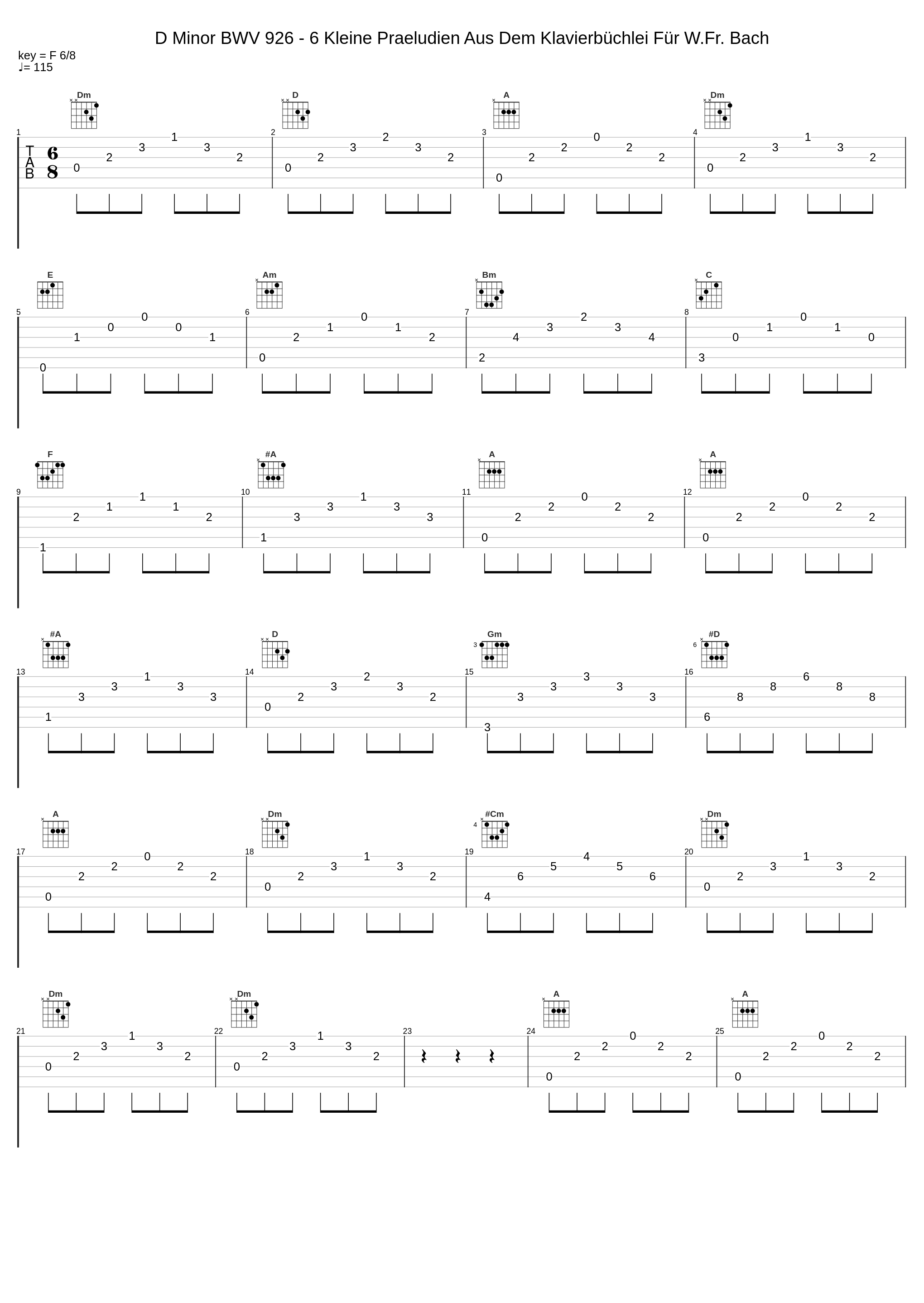 D Minor BWV 926 - 6 Kleine Praeludien Aus Dem Klavierbüchlei Für W.Fr. Bach_Monica,Johann Sebastian Bach_1