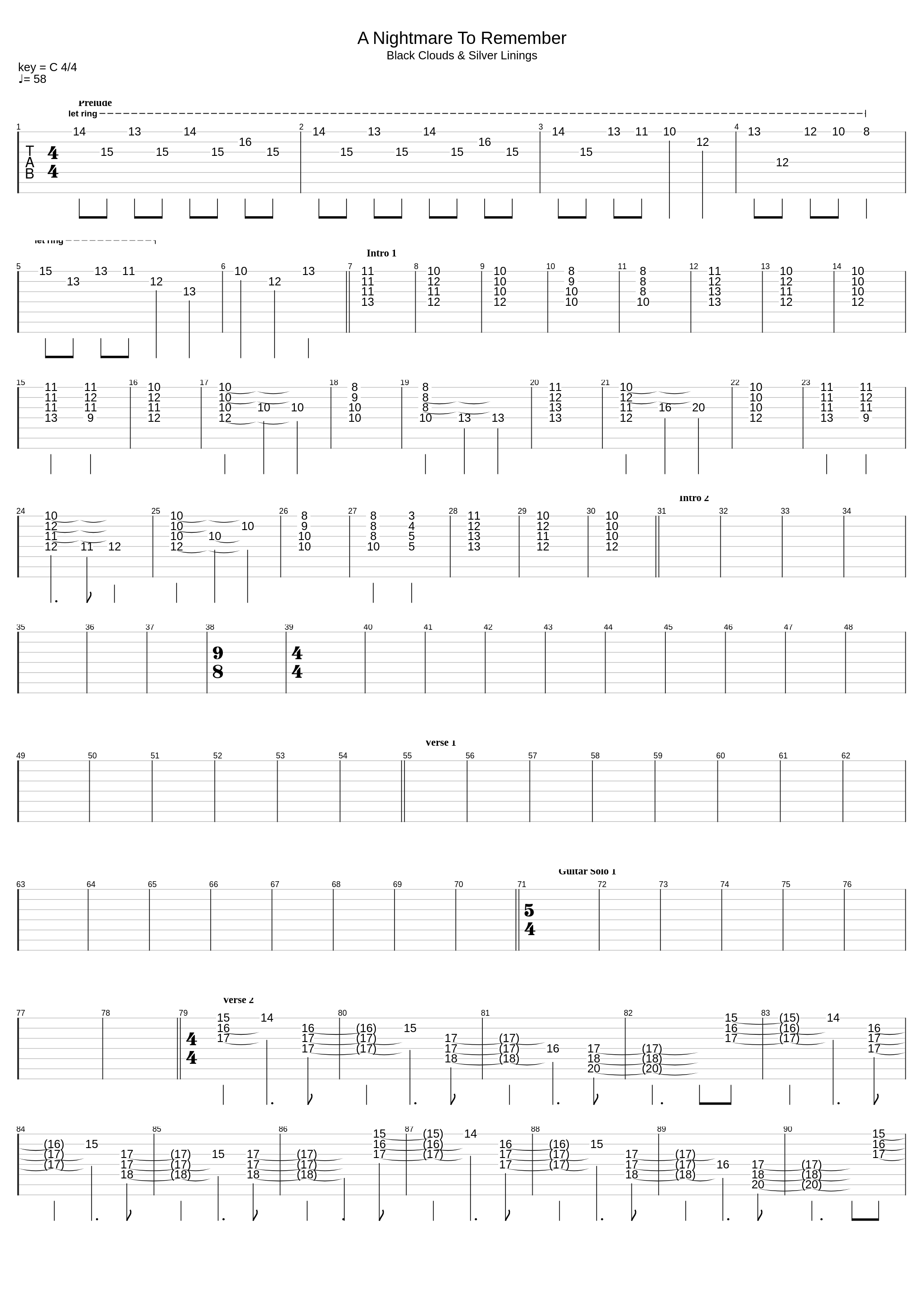 A Nightmare To Remember (4 String Bass Standard Tuning)_Dream Theater_1