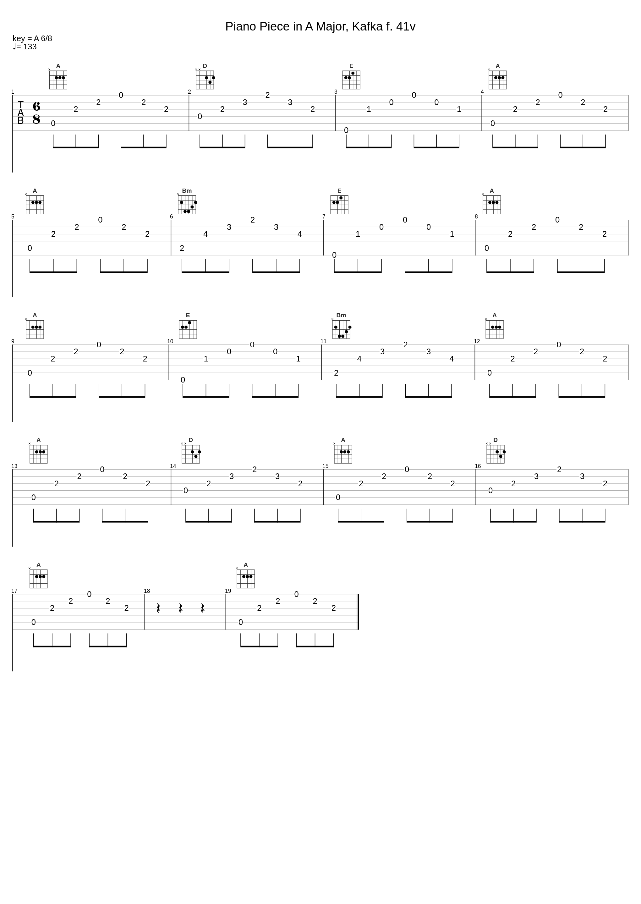 Piano Piece in A Major, Kafka f. 41v_Tobias Koch_1