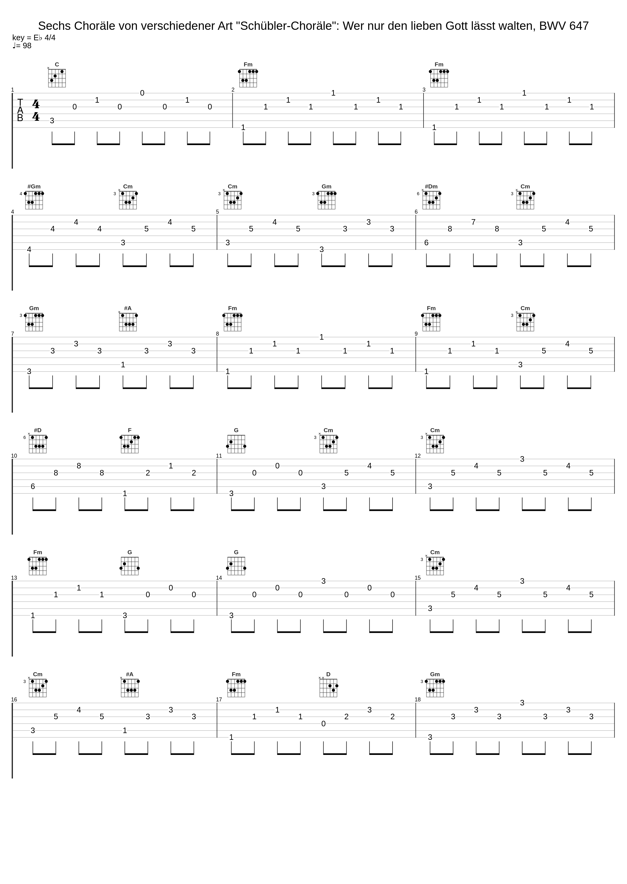 Sechs Choräle von verschiedener Art "Schübler-Choräle": Wer nur den lieben Gott lässt walten, BWV 647_Ernst-Erich Stender,Johann Sebastian Bach_1