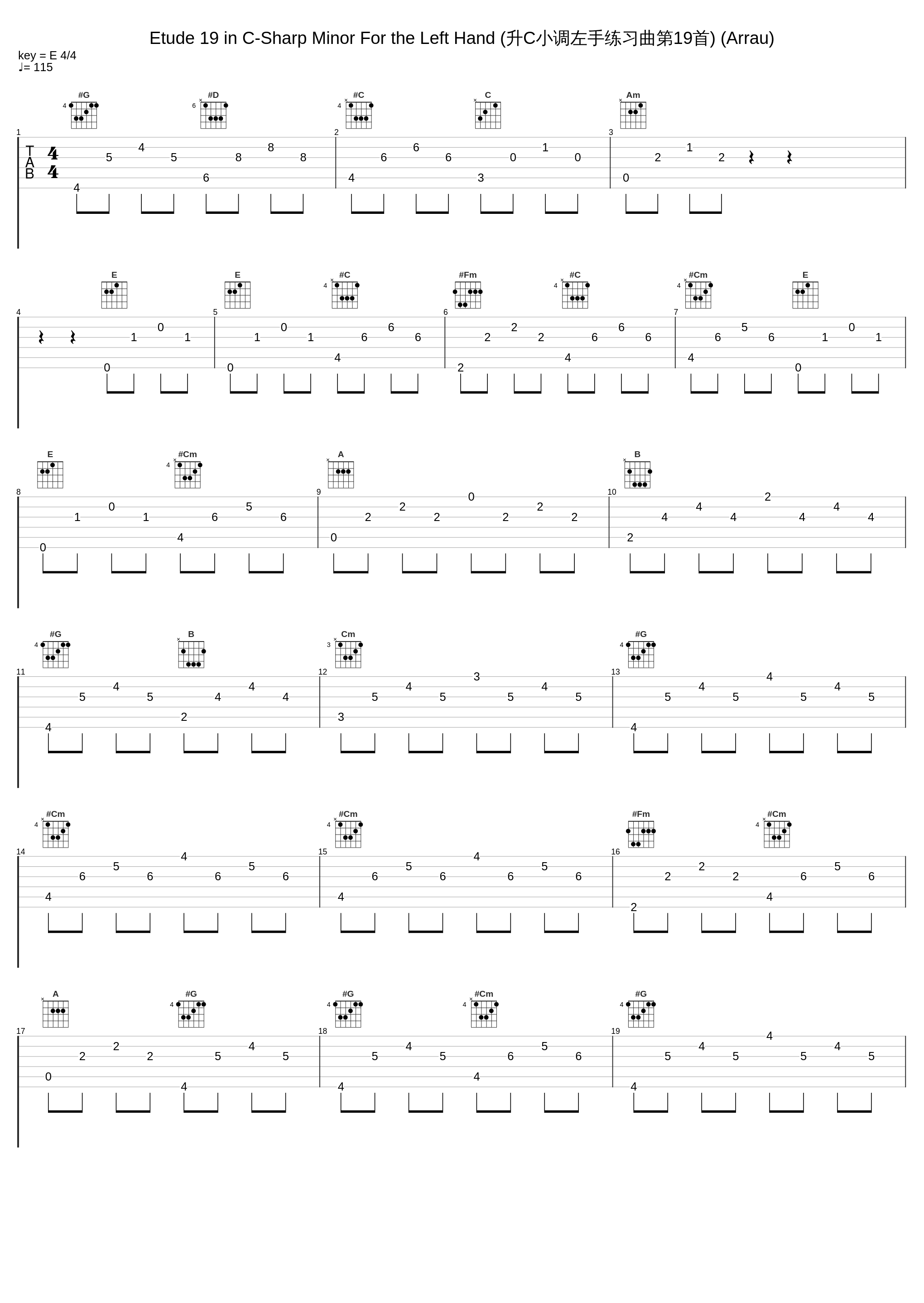 Etude 19 in C-Sharp Minor For the Left Hand (升C小调左手练习曲第19首) (Arrau)_Claudio Arrau_1